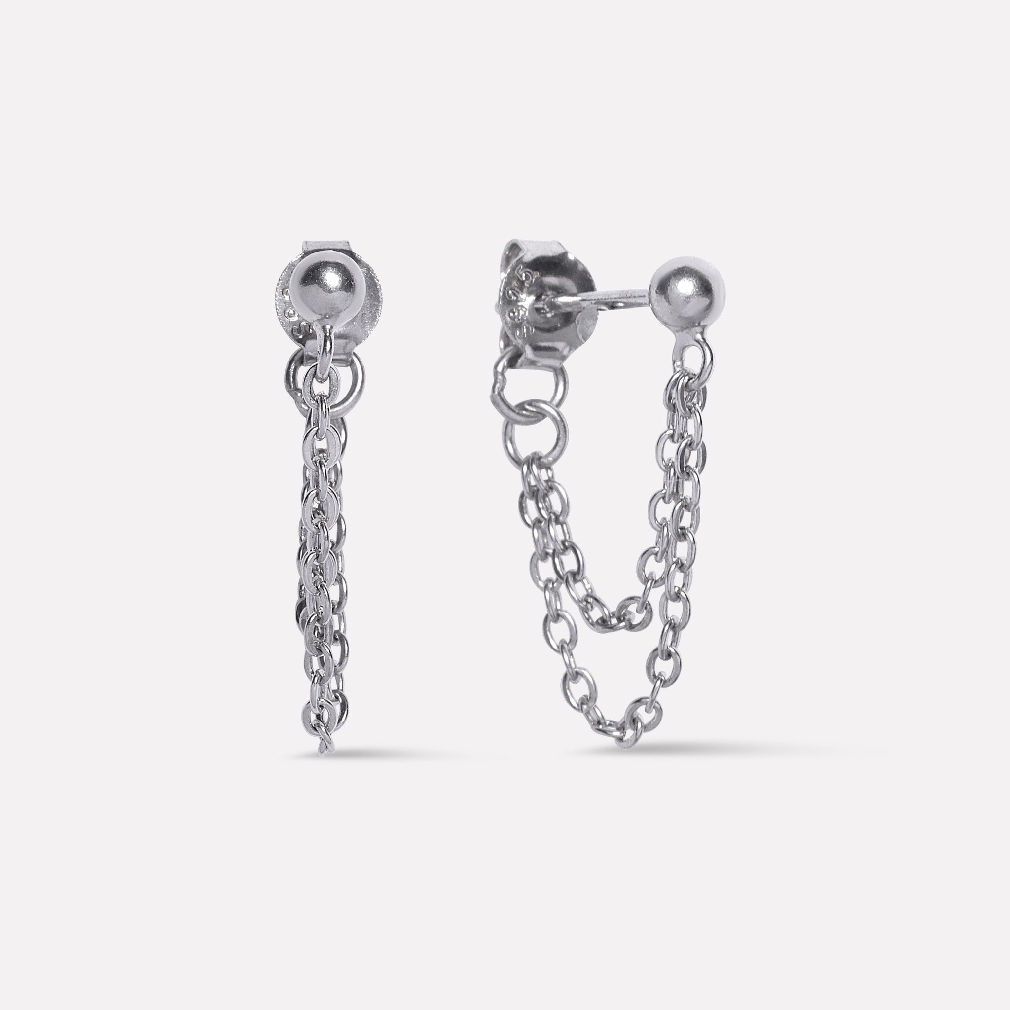 Plain Round Drop Chain Connector Earrings