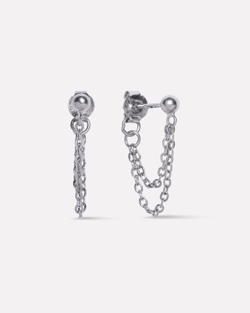Plain Round Drop Chain Connector Earrings