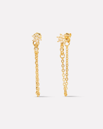 Flower Dangler Chain Earrings
