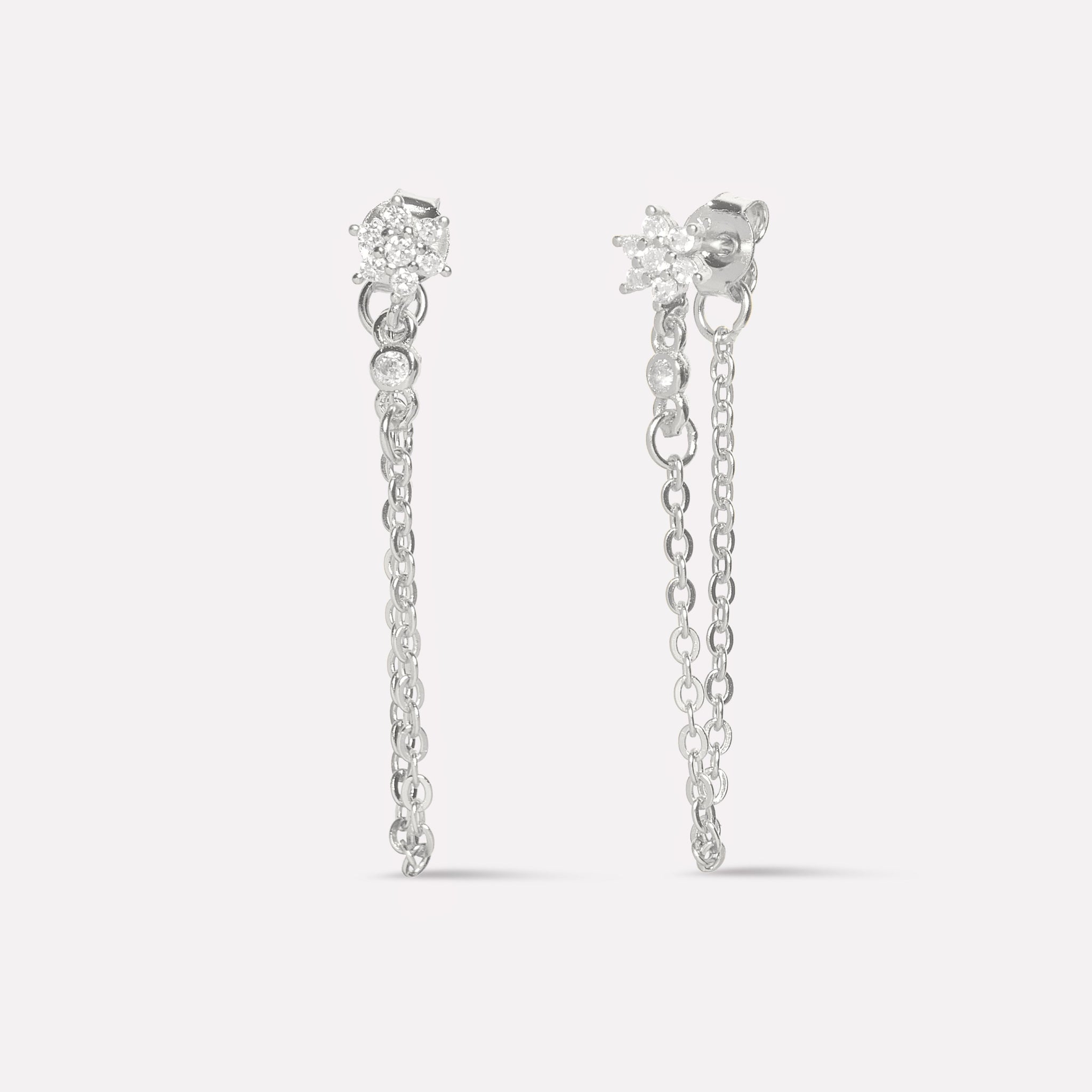 Flower Dangler Chain Earrings