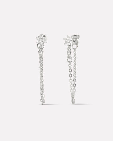 Flower Dangler Chain Earrings