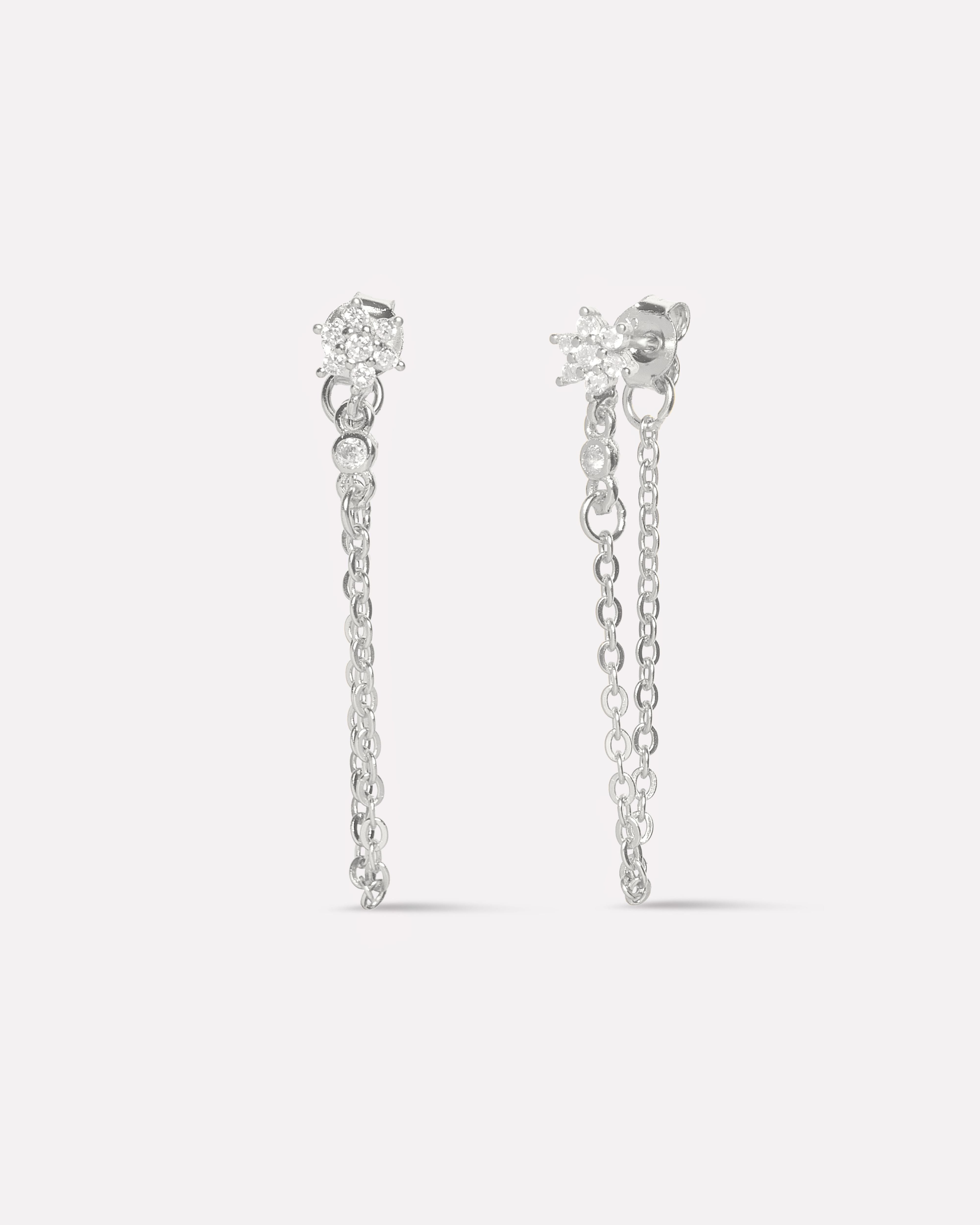 Flower Dangler Chain Earrings