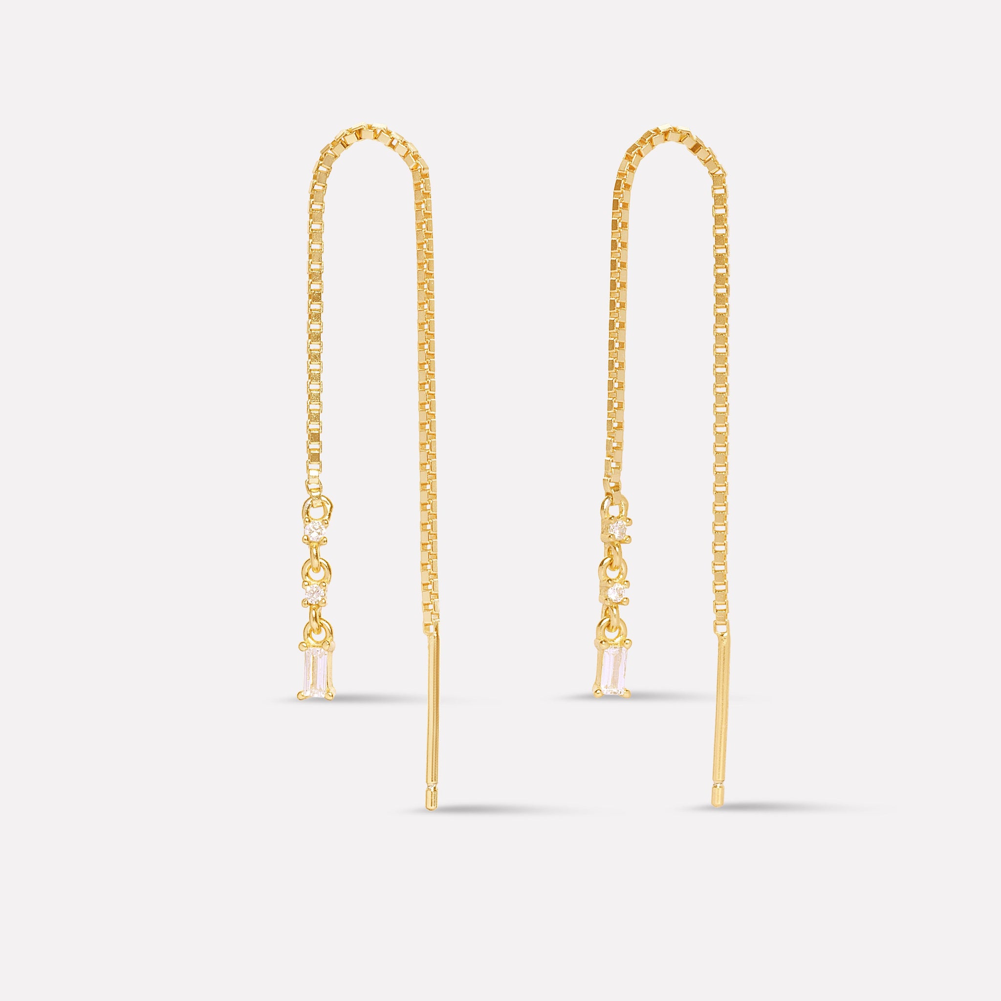 The Baguette Threader Chain Connector Earrings