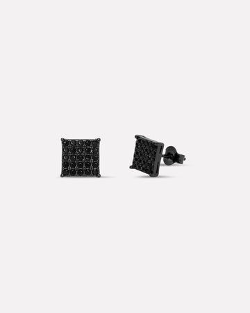 Square Zirconia Black Edition Stud Earrings For Men's