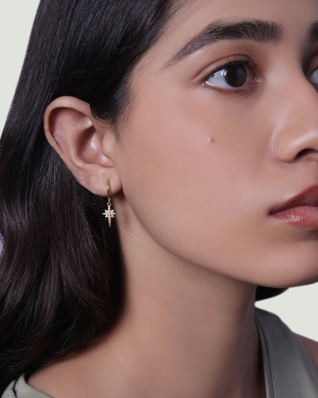 Elongated Star Hoop Earrings