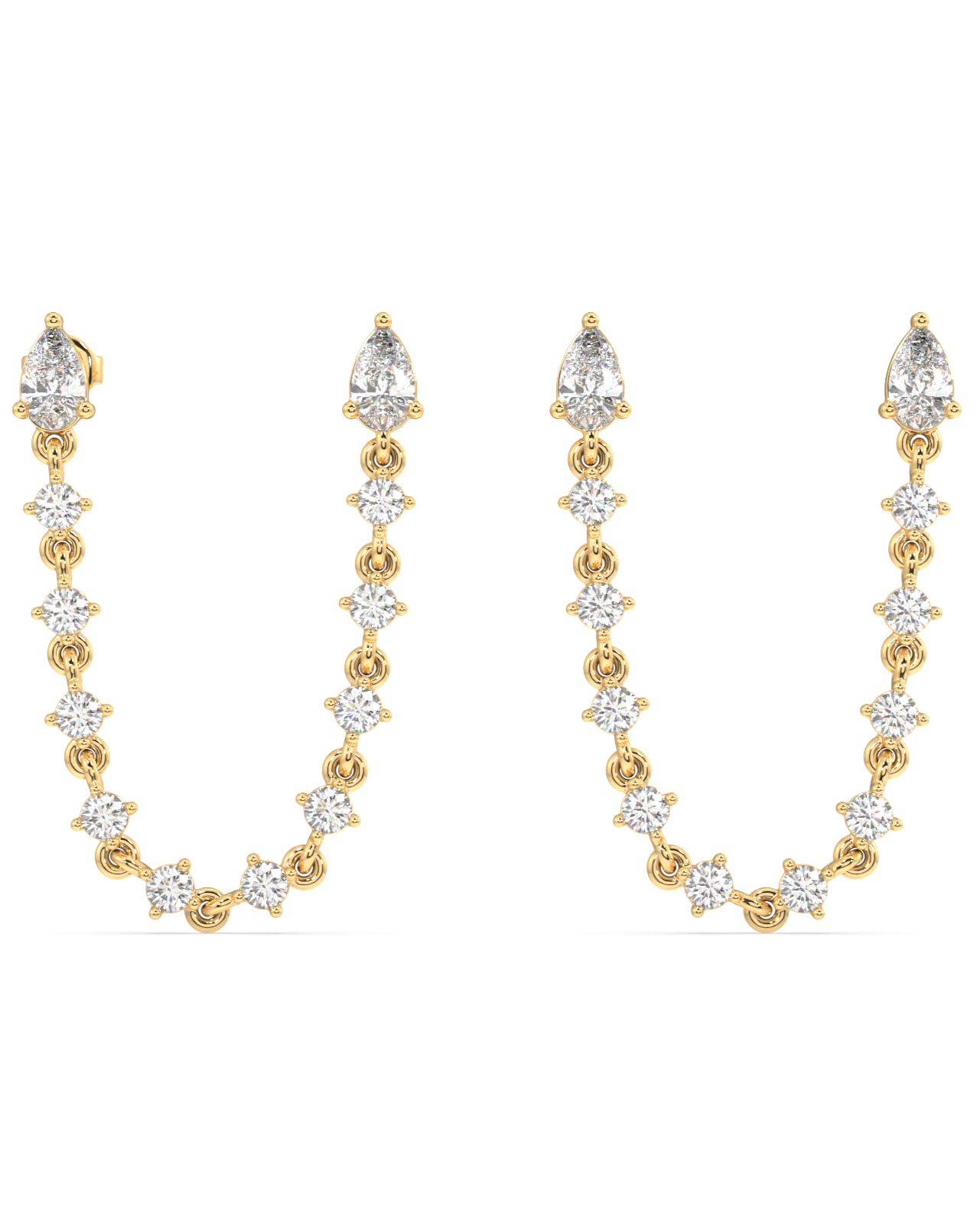 Luxury Multi Stone Connector Chain Earrings