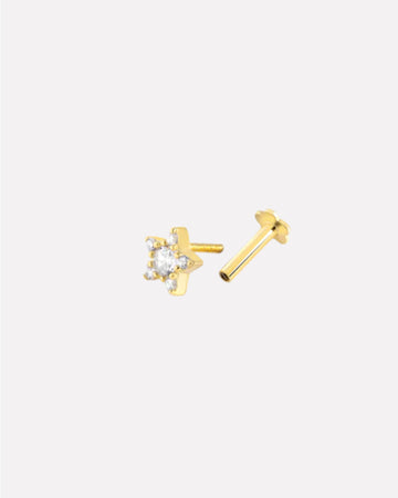 Stellar Star Silver Flatback Stud Men's Earrings ( Gold Plated )