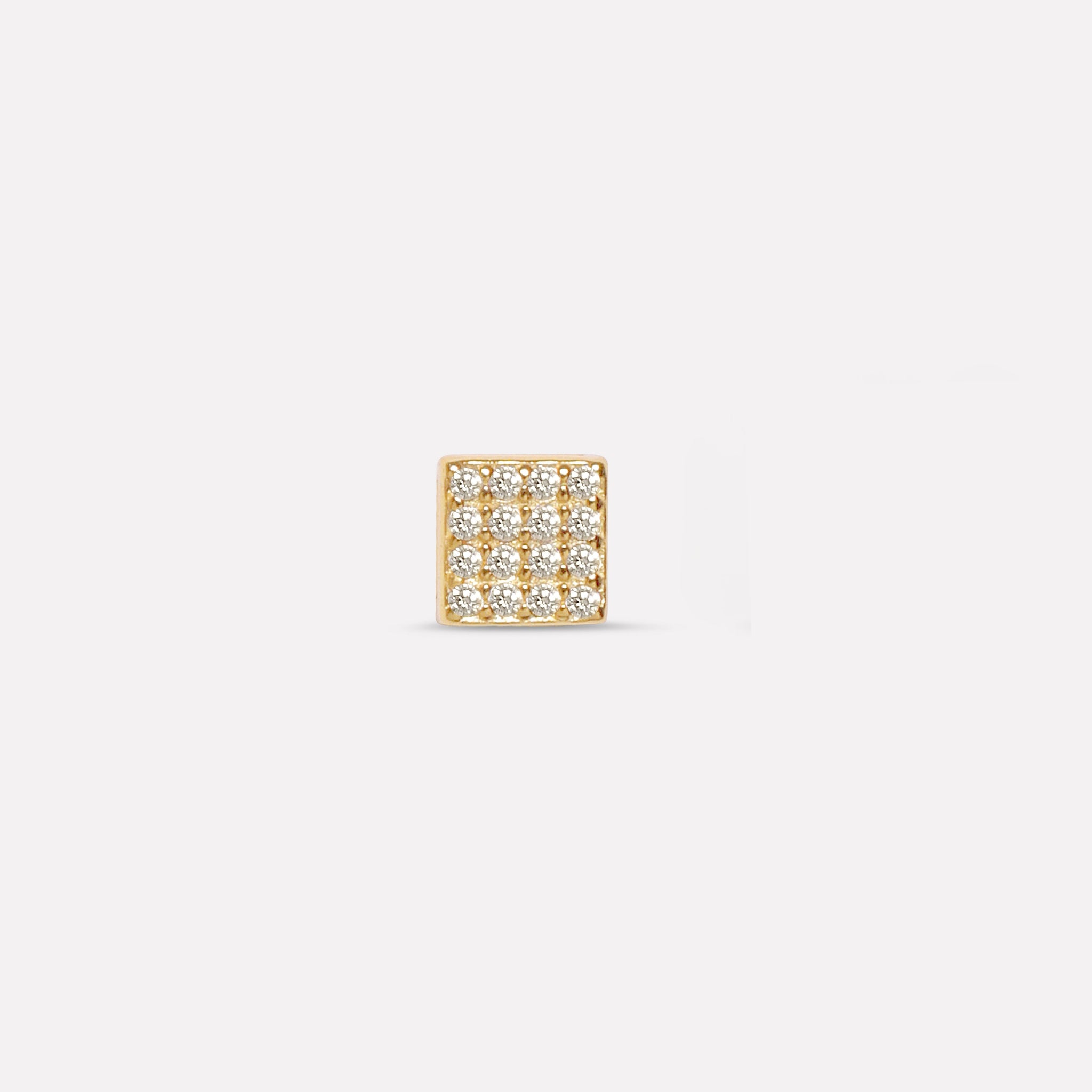 Square Solitaire Gold Plated  Stud Men's Earrings