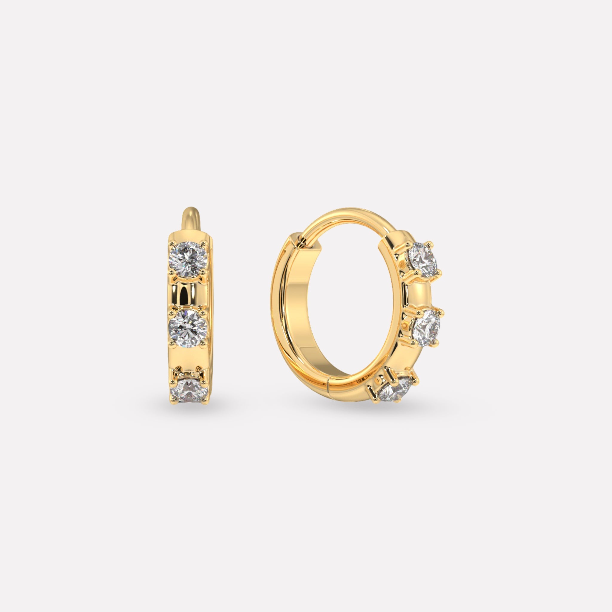 Three Stone Hoop Earrings