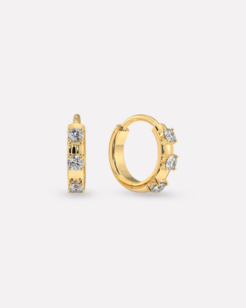 Three Stone Hoop Earrings