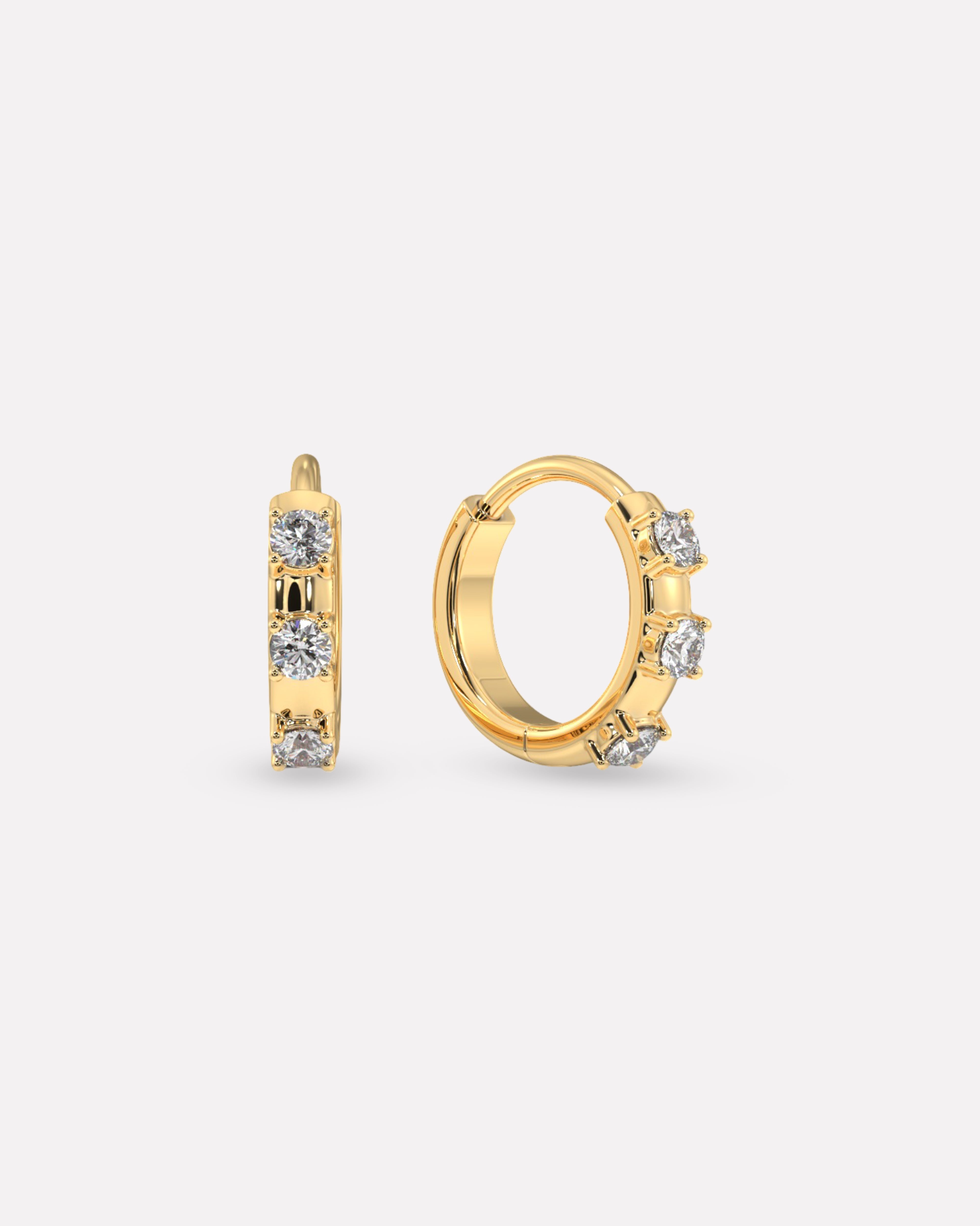 Three Stone Hoop Earrings