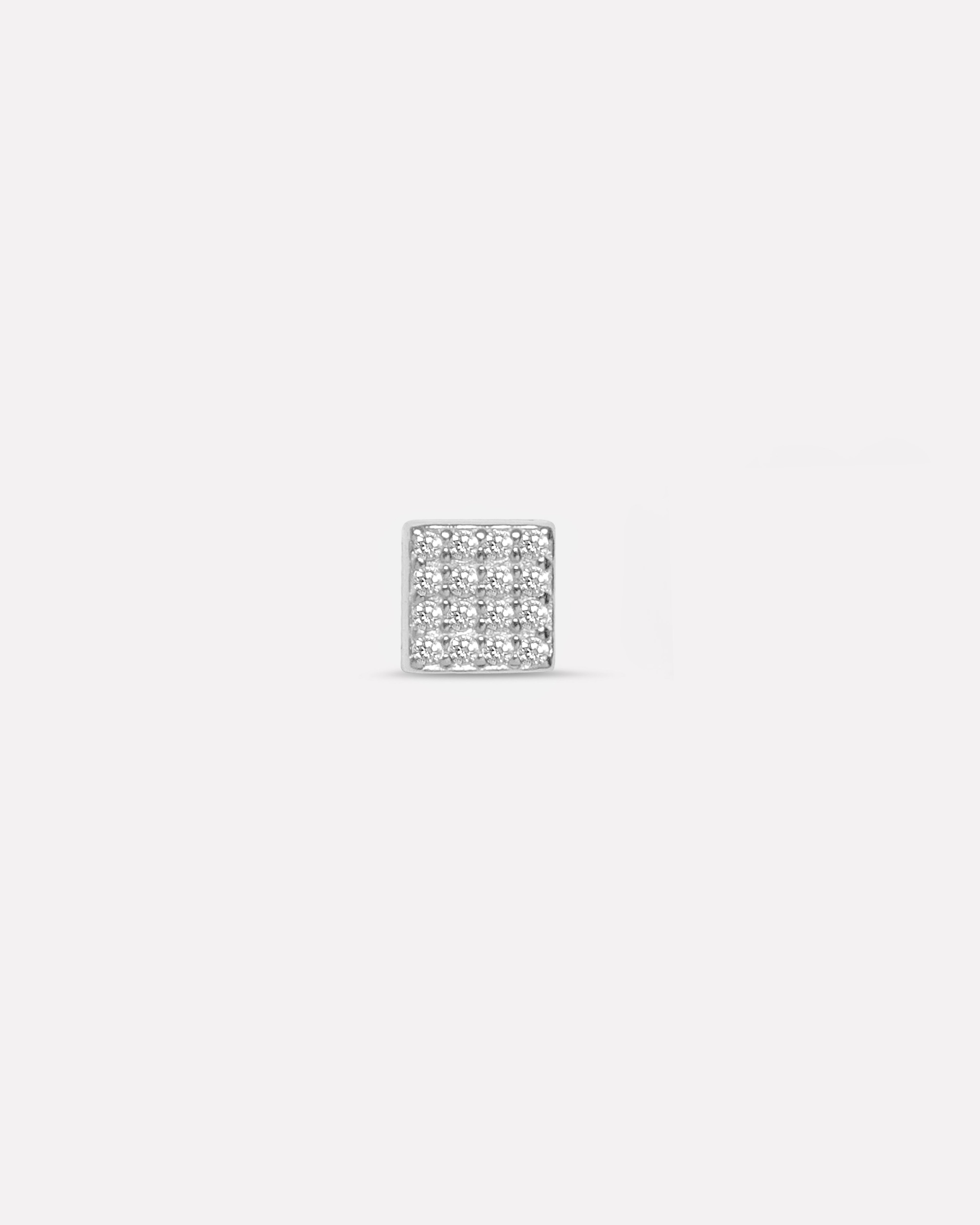 Radiant Square Silver Stud Men's Earrings