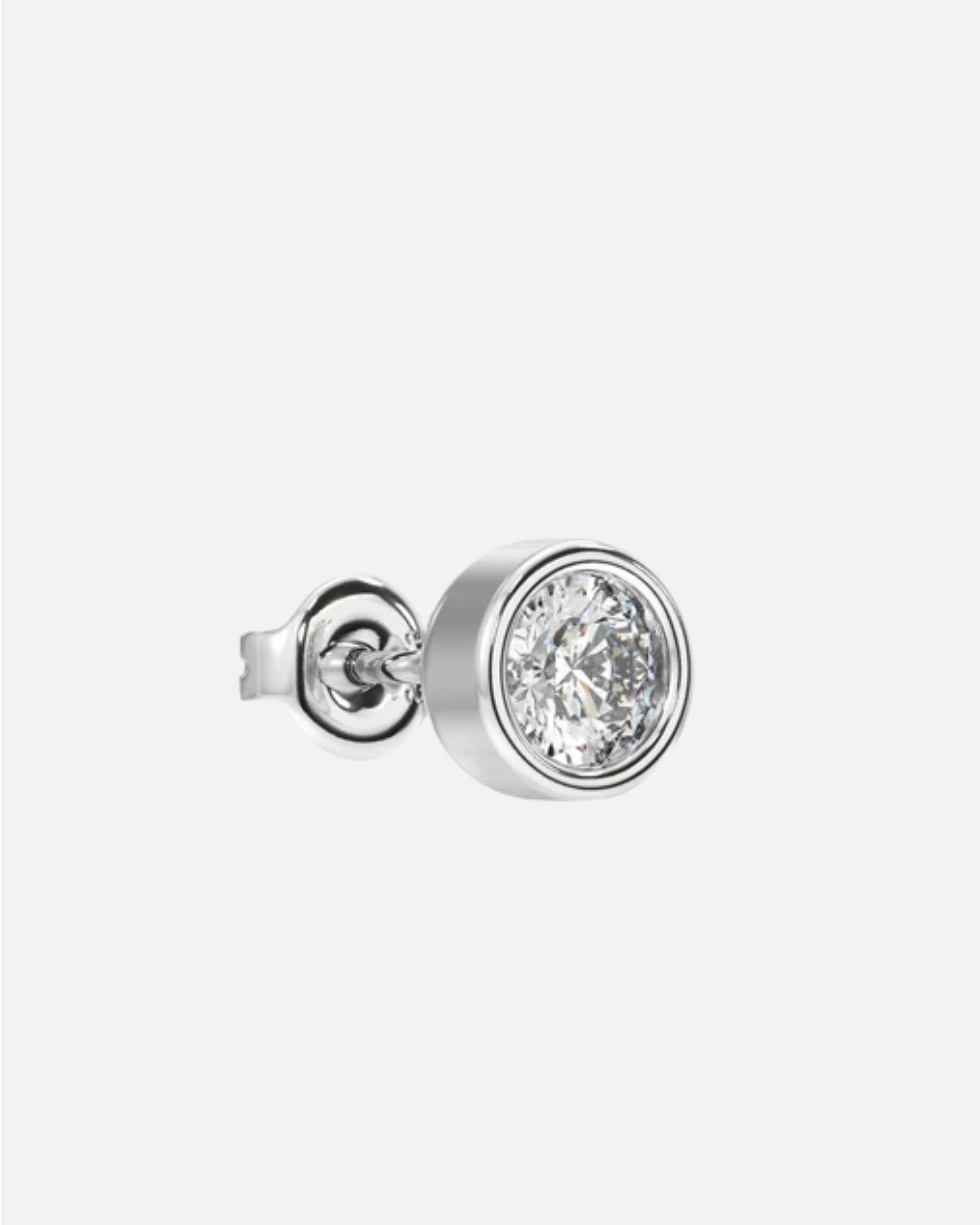 Silver Bezel Mid Size 5MM Stud Earrings For Men's