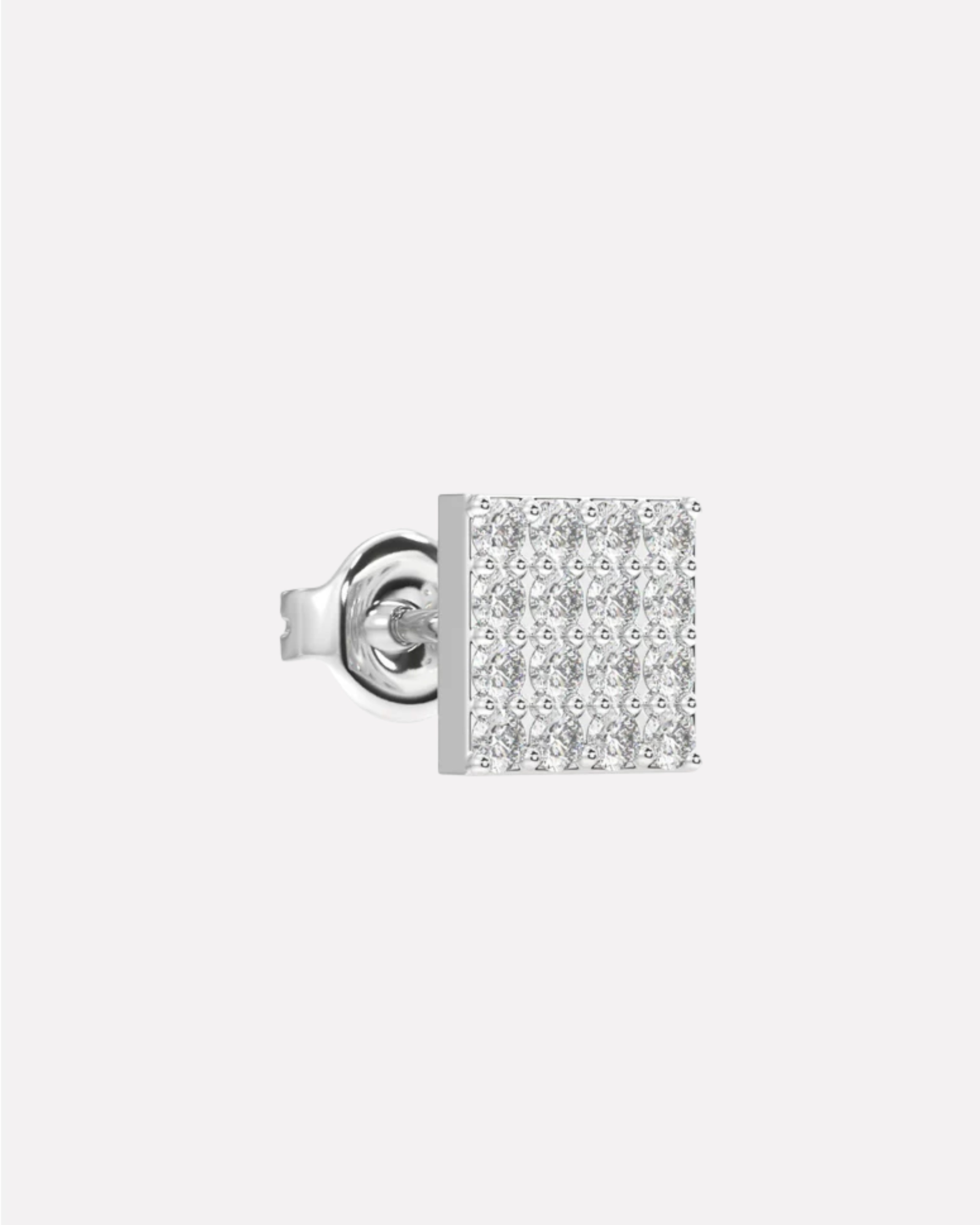 Radiant Square Silver Stud Men's Earrings