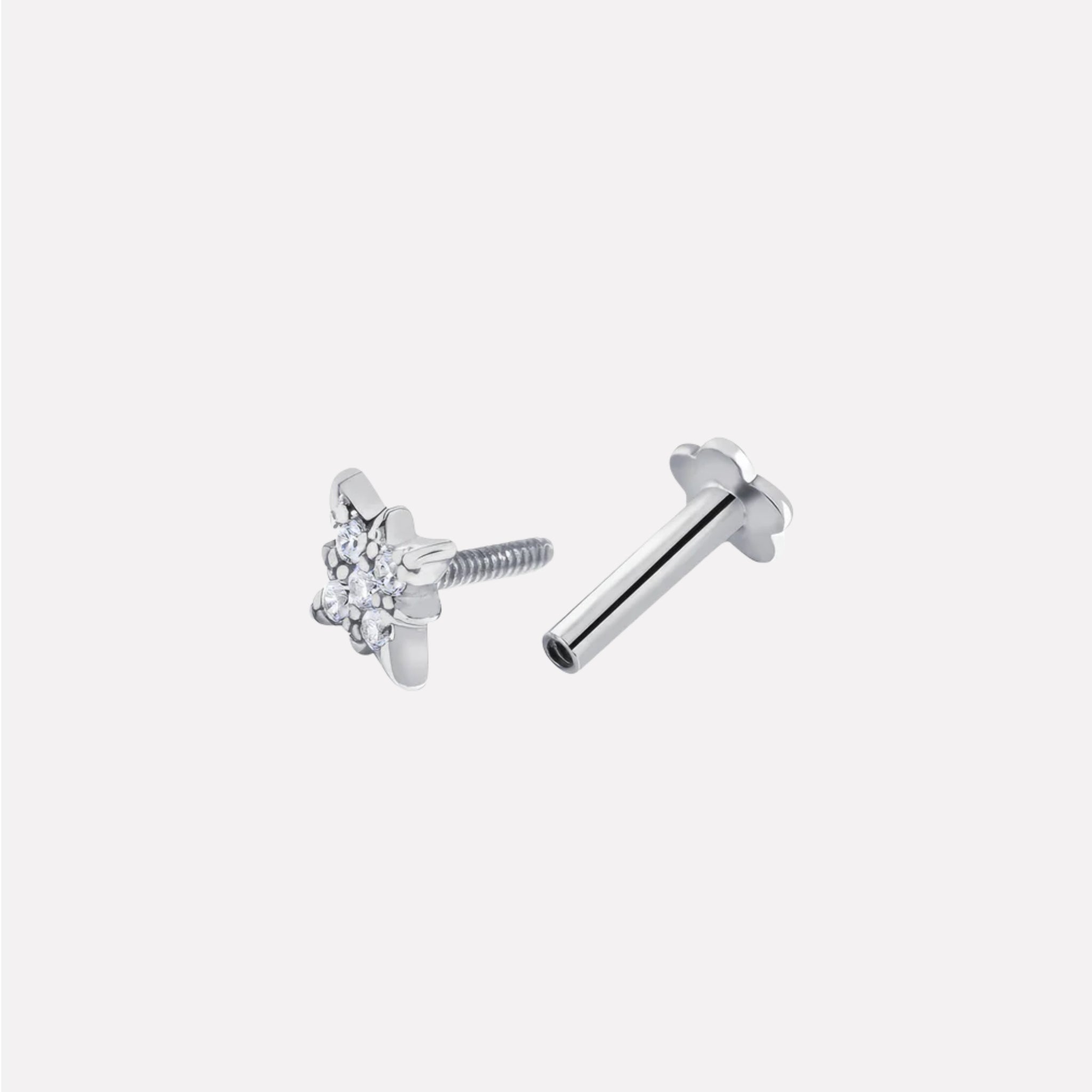 Zirconia Star Flat Back South Screw Stud Earrings