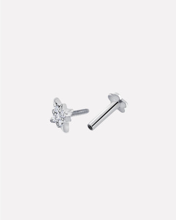 Zirconia Star Flat Back South Screw Stud Earrings