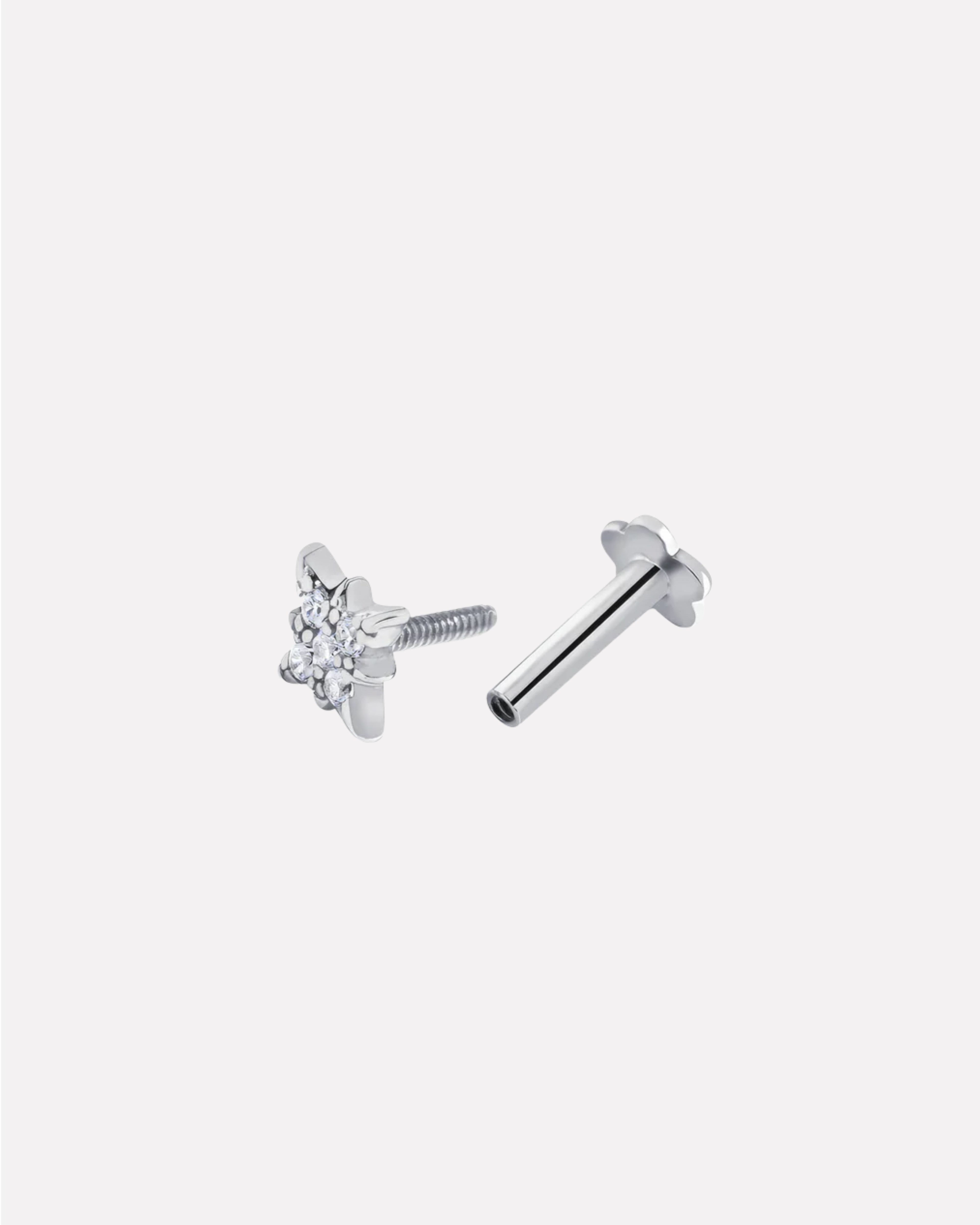 Zirconia Star Flat Back South Screw Stud Earrings