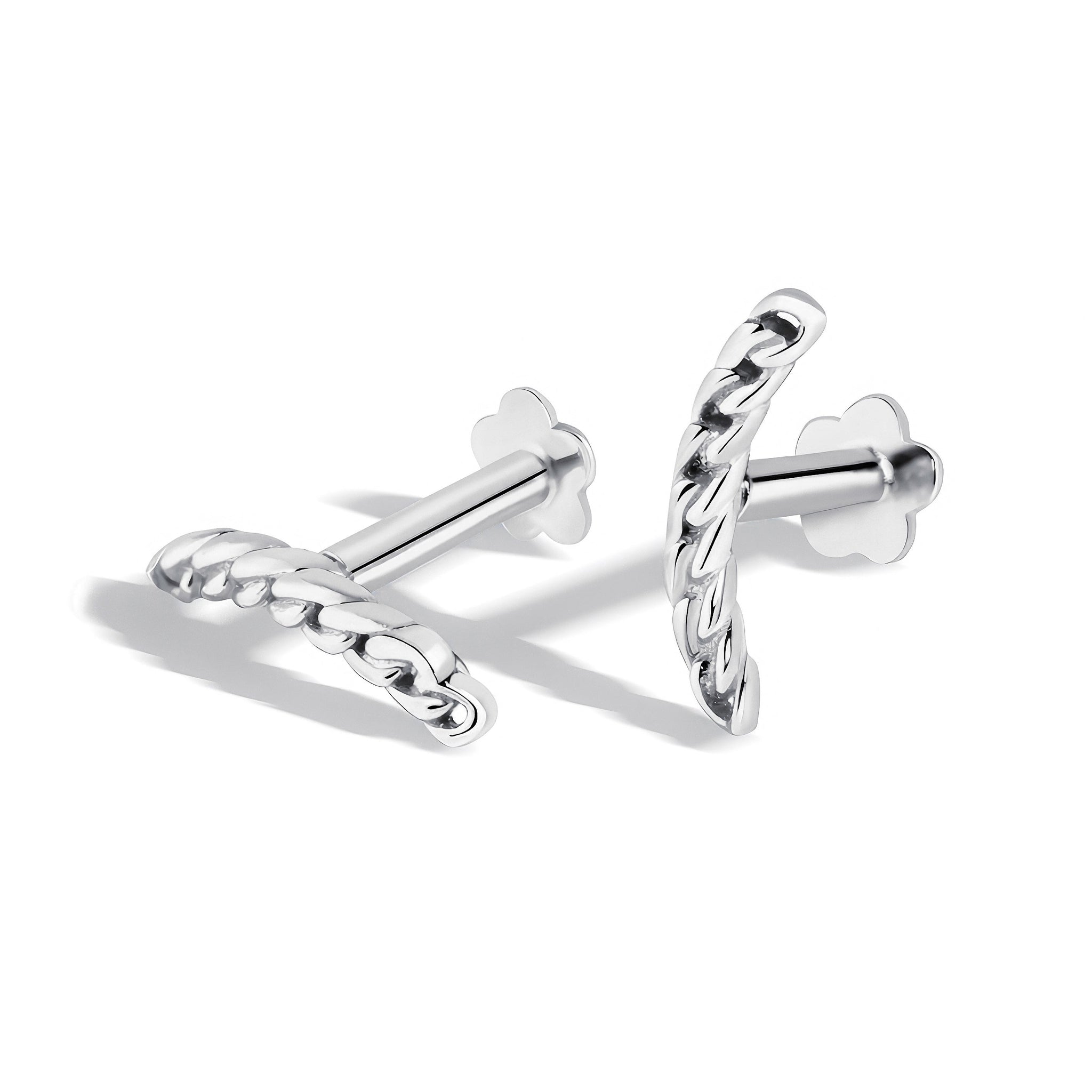 Twist Link Earrings Flat Back Stud Earrings