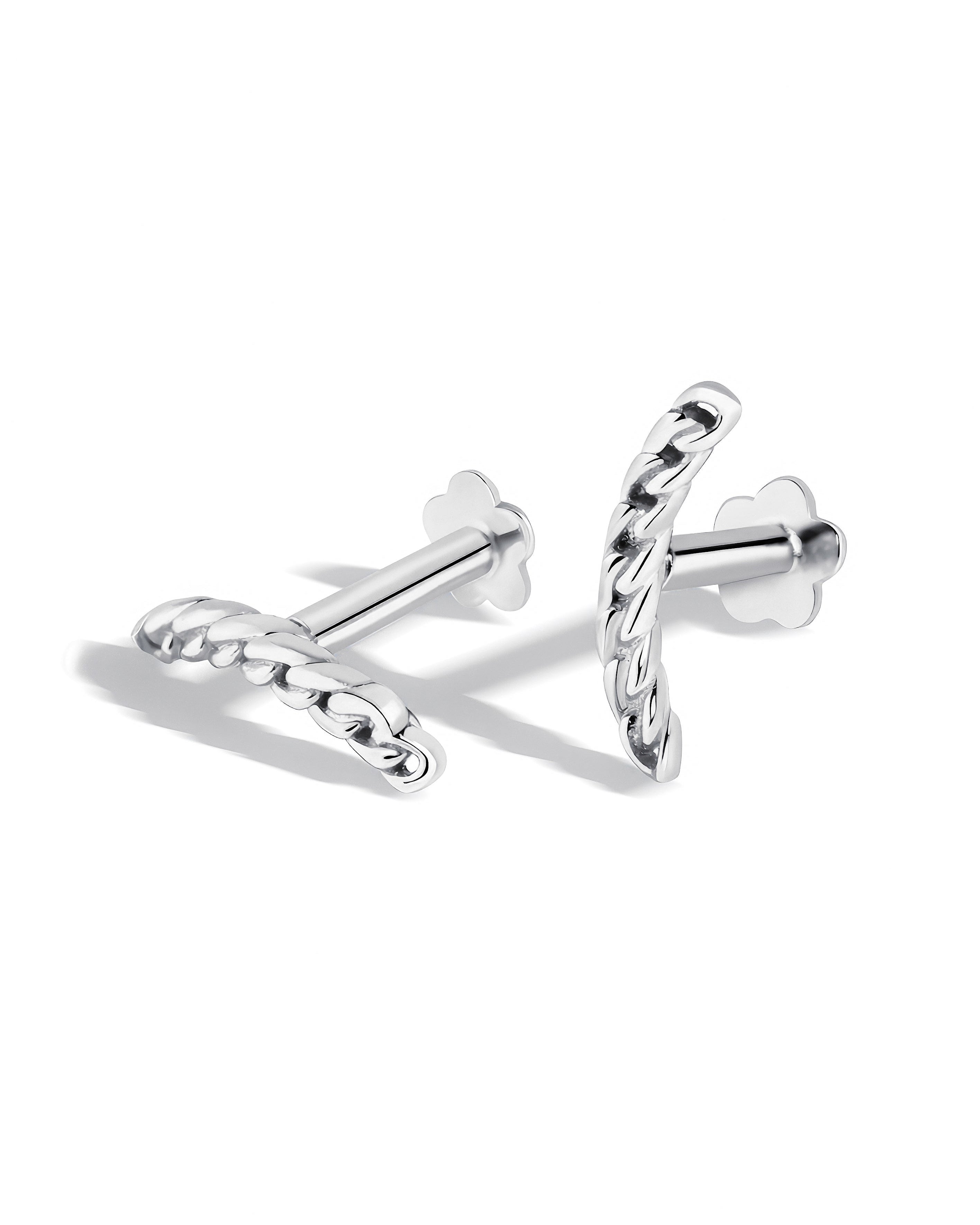 Twist Link Earrings Flat Back Stud Earrings