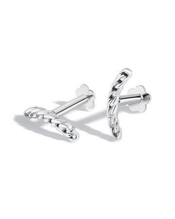 Twist Link Earrings Flat Back Stud Earrings