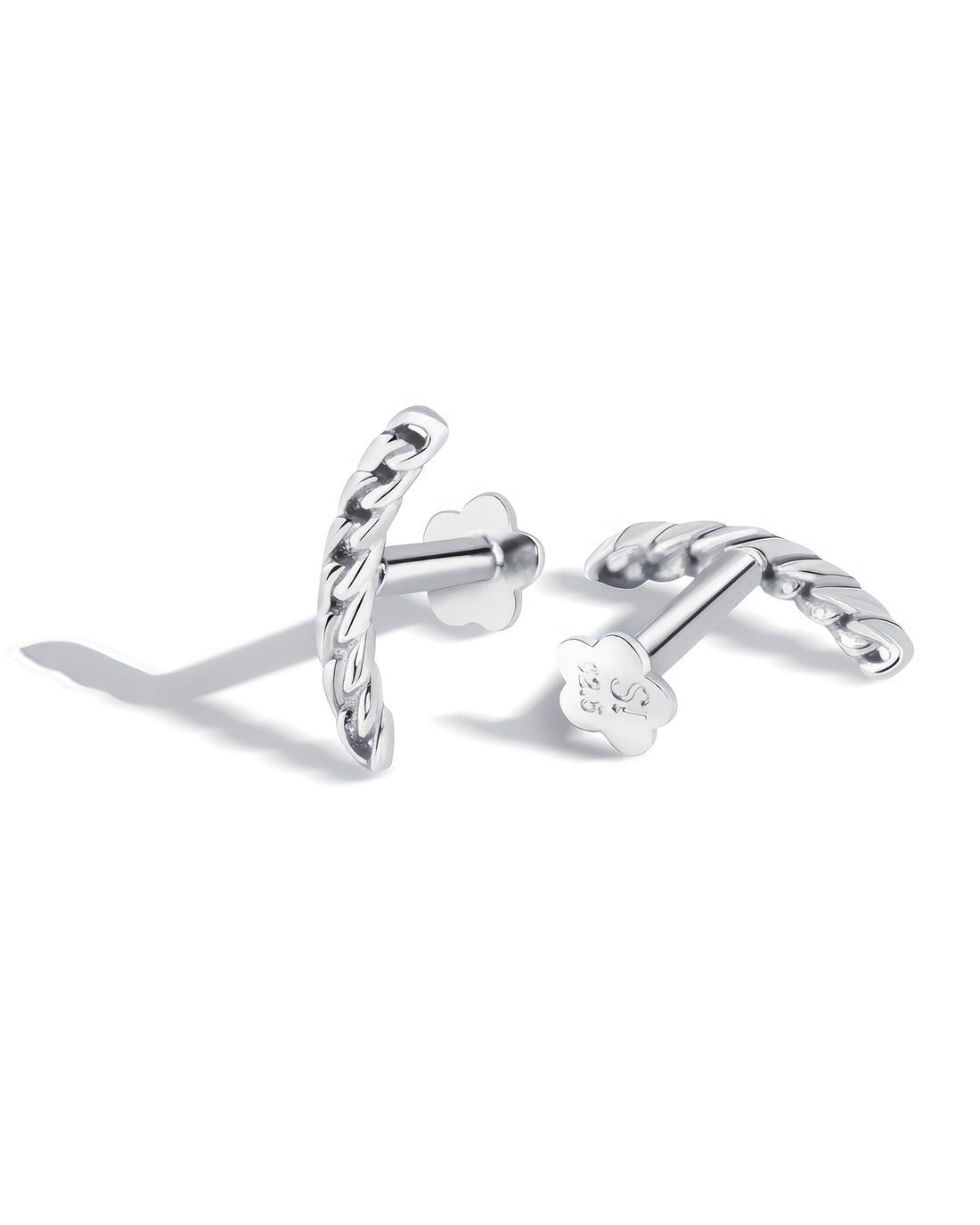 Twist Link Earrings Flat Back Stud Earrings