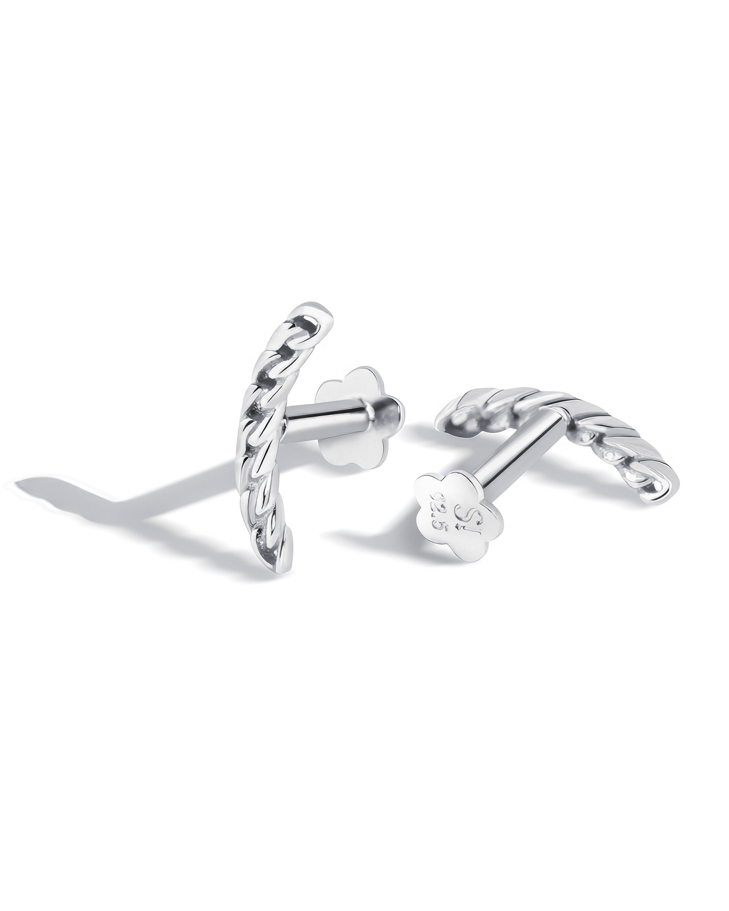 Twist Link Earrings Flat Back Stud Earrings