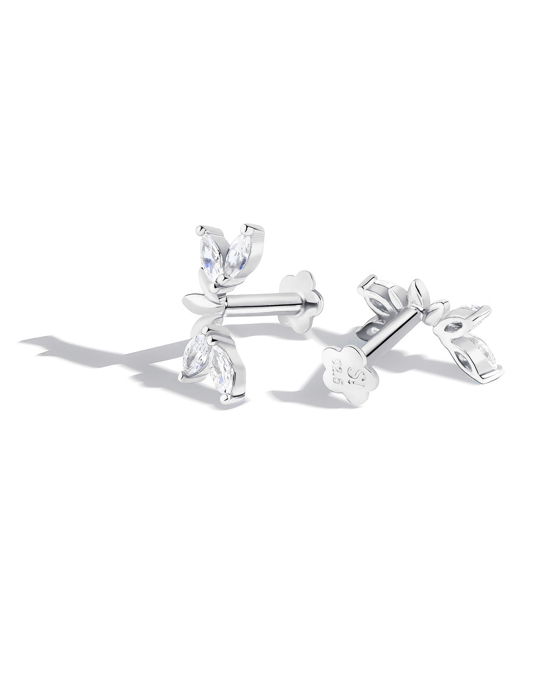 Leaflet Sparkle Flatback Stud Earrings