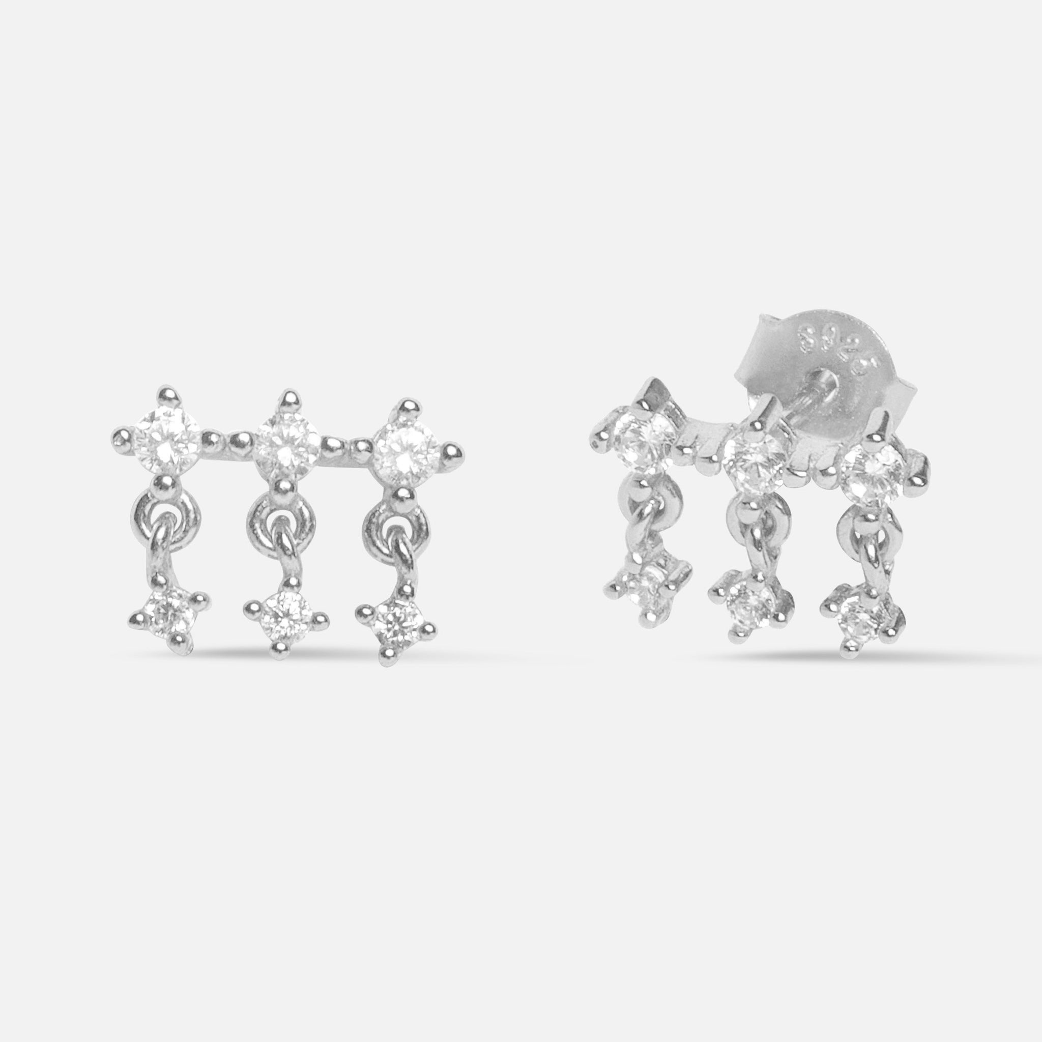 Linear Droplet Climber Stud Earrings