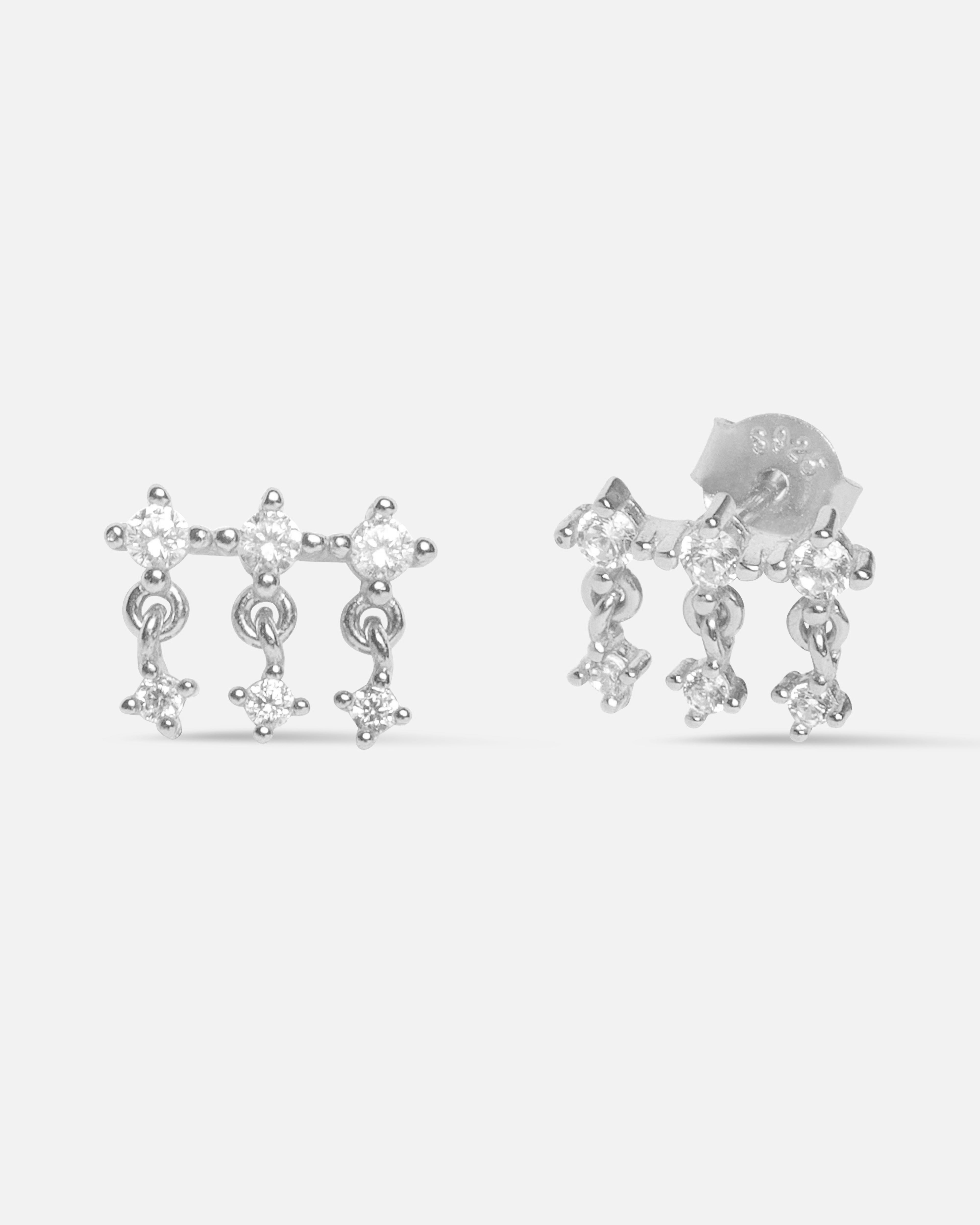 Linear Droplet Climber Stud Earrings