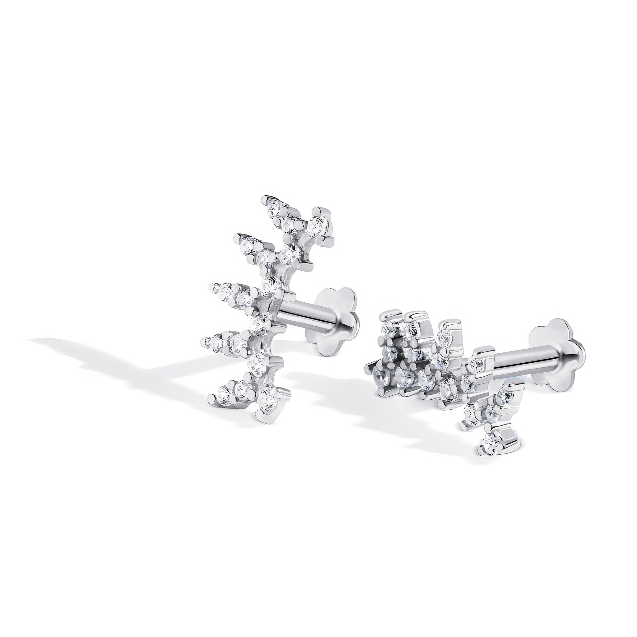 Crown Arc Zircon Stud Flat Back Stud Earrings