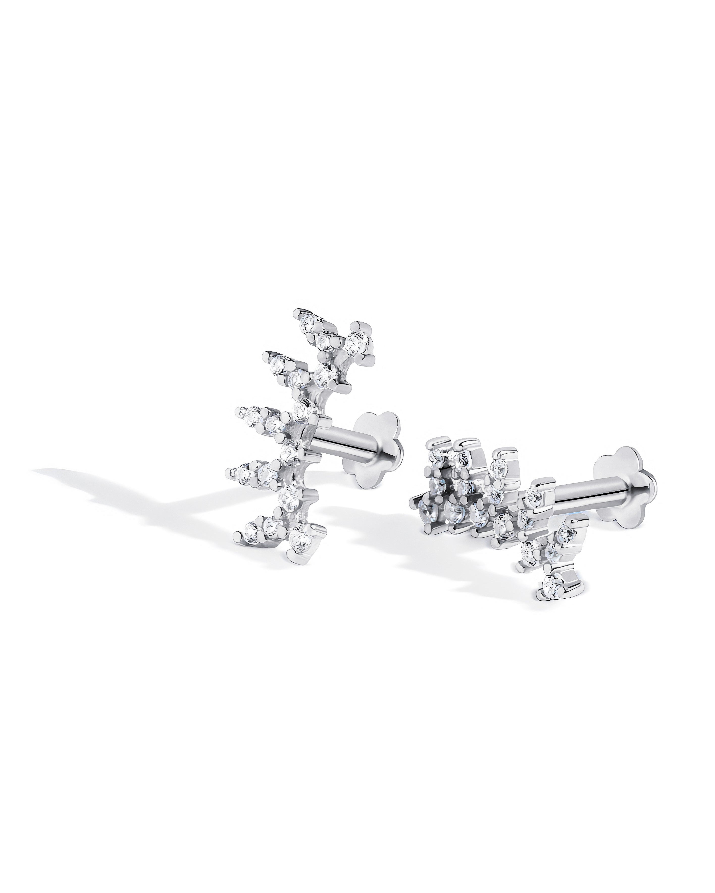 Crown Arc Zircon Stud Flat Back Stud Earrings