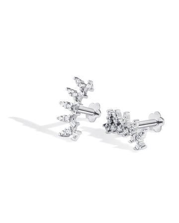 Crown Arc Zircon Stud Flat Back Stud Earrings