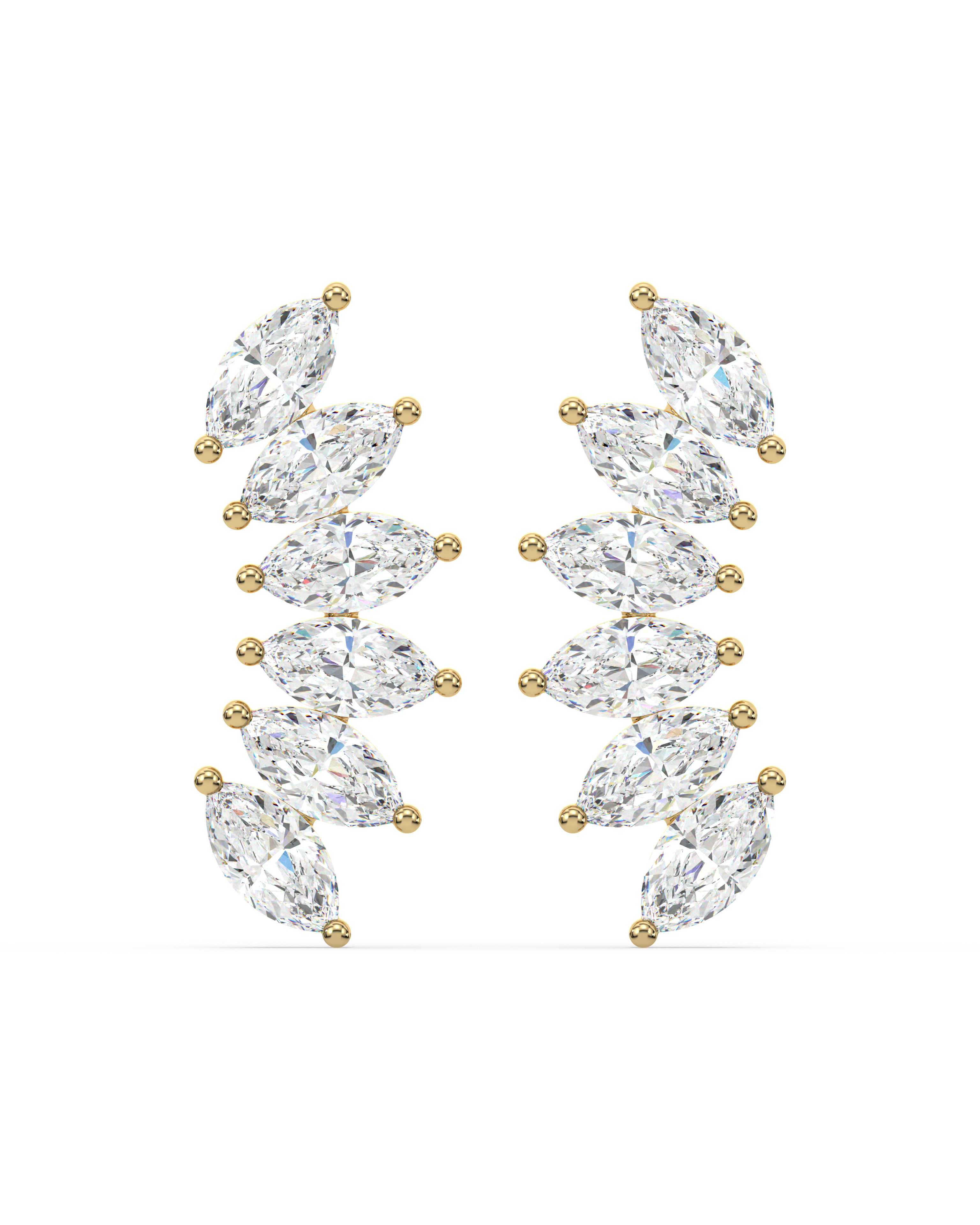 Baguette Crown Climber Stud Earrings