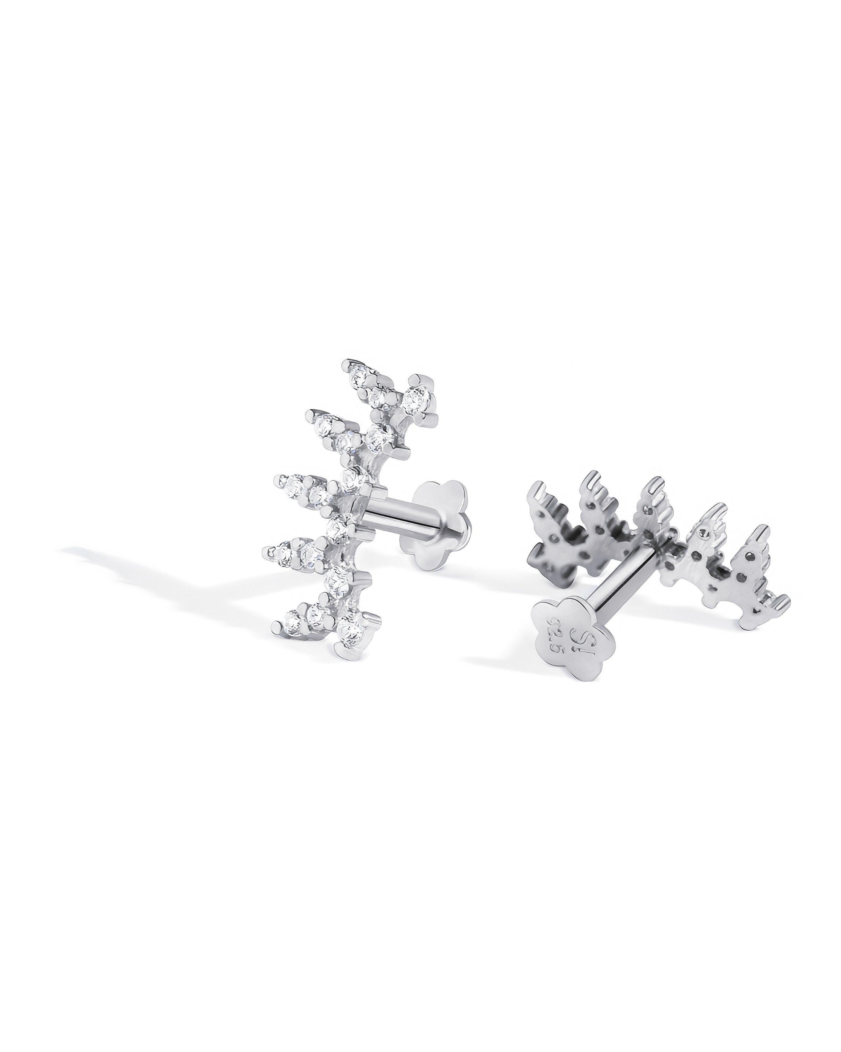 Crown Arc Zircon Stud Flat Back Stud Earrings