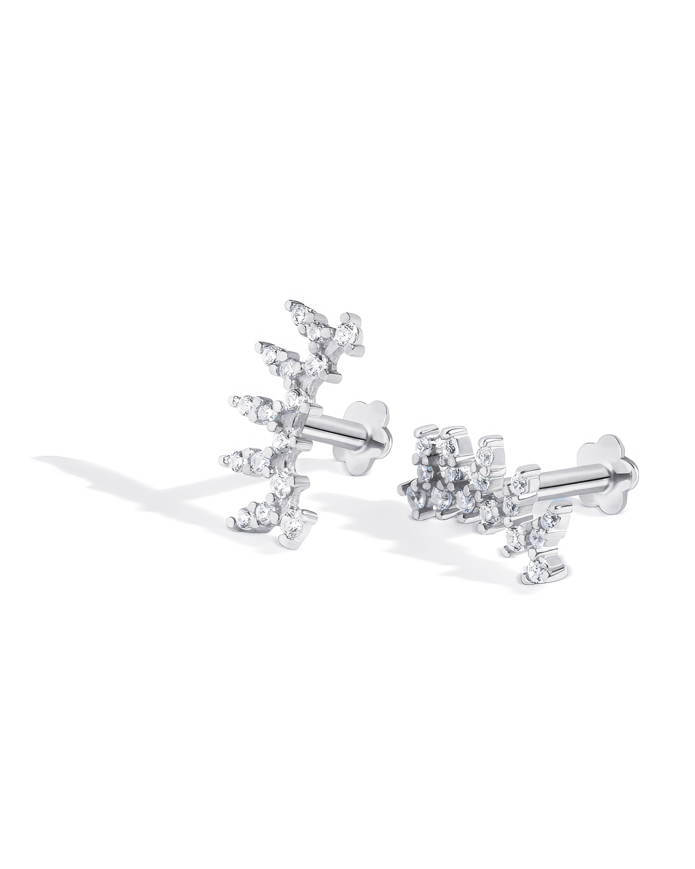 Crown Arc Zircon Stud Flat Back Stud Earrings