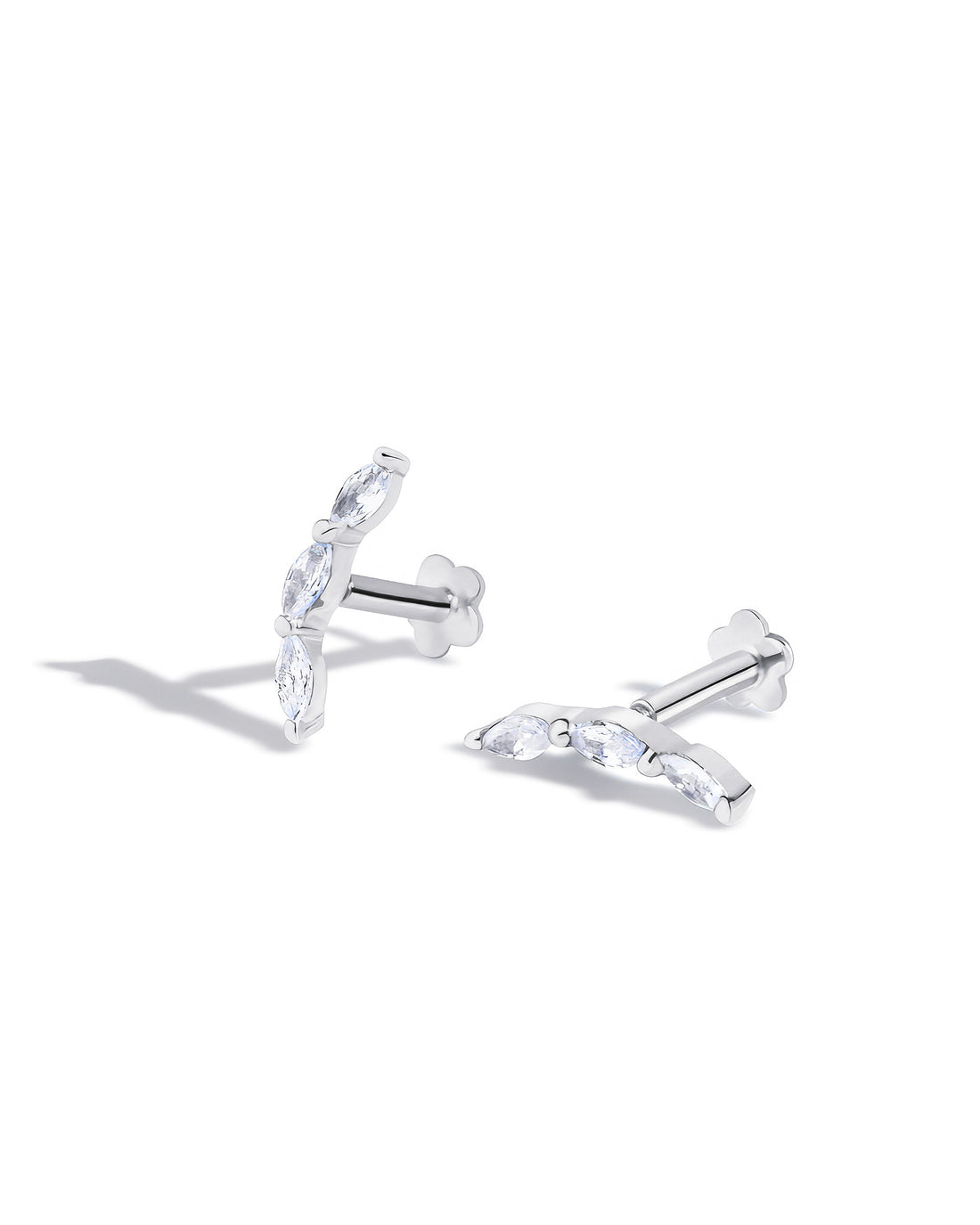 Minimalist Marquise Climber Flat Back Stud Earrings