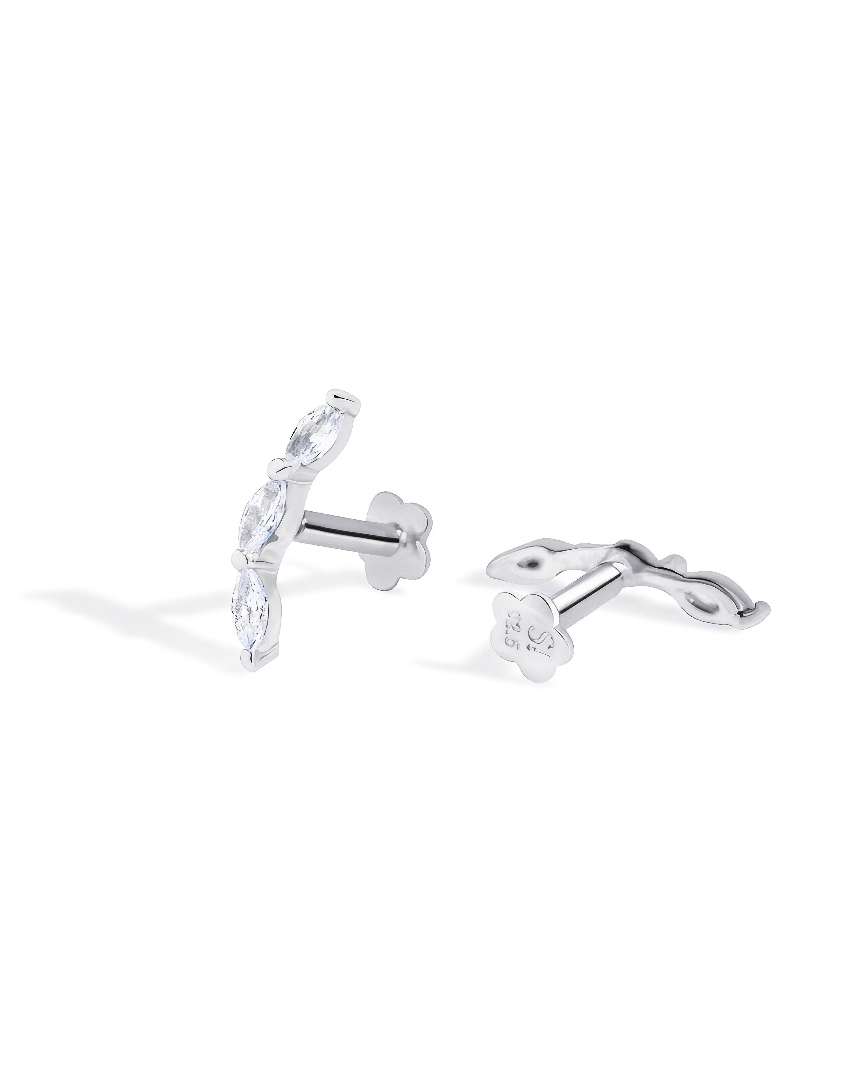 Minimalist Marquise Climber Flat Back Stud Earrings