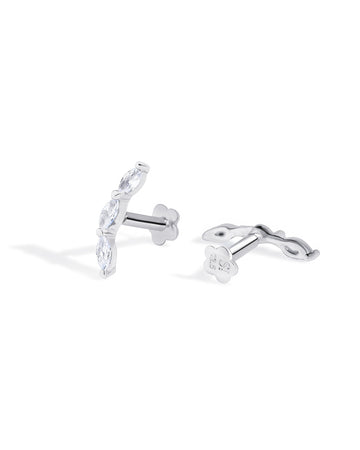Minimalist Marquise Climber Flat Back Stud Earrings