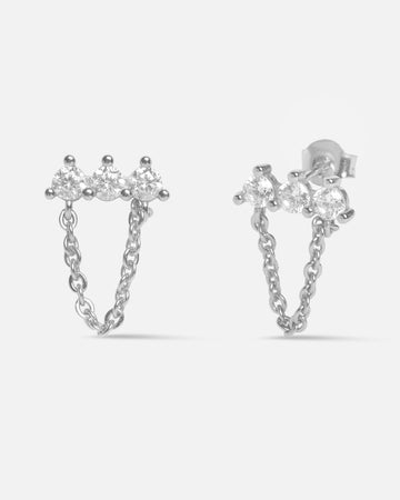 Dangling Chain Bar Stud Earrings