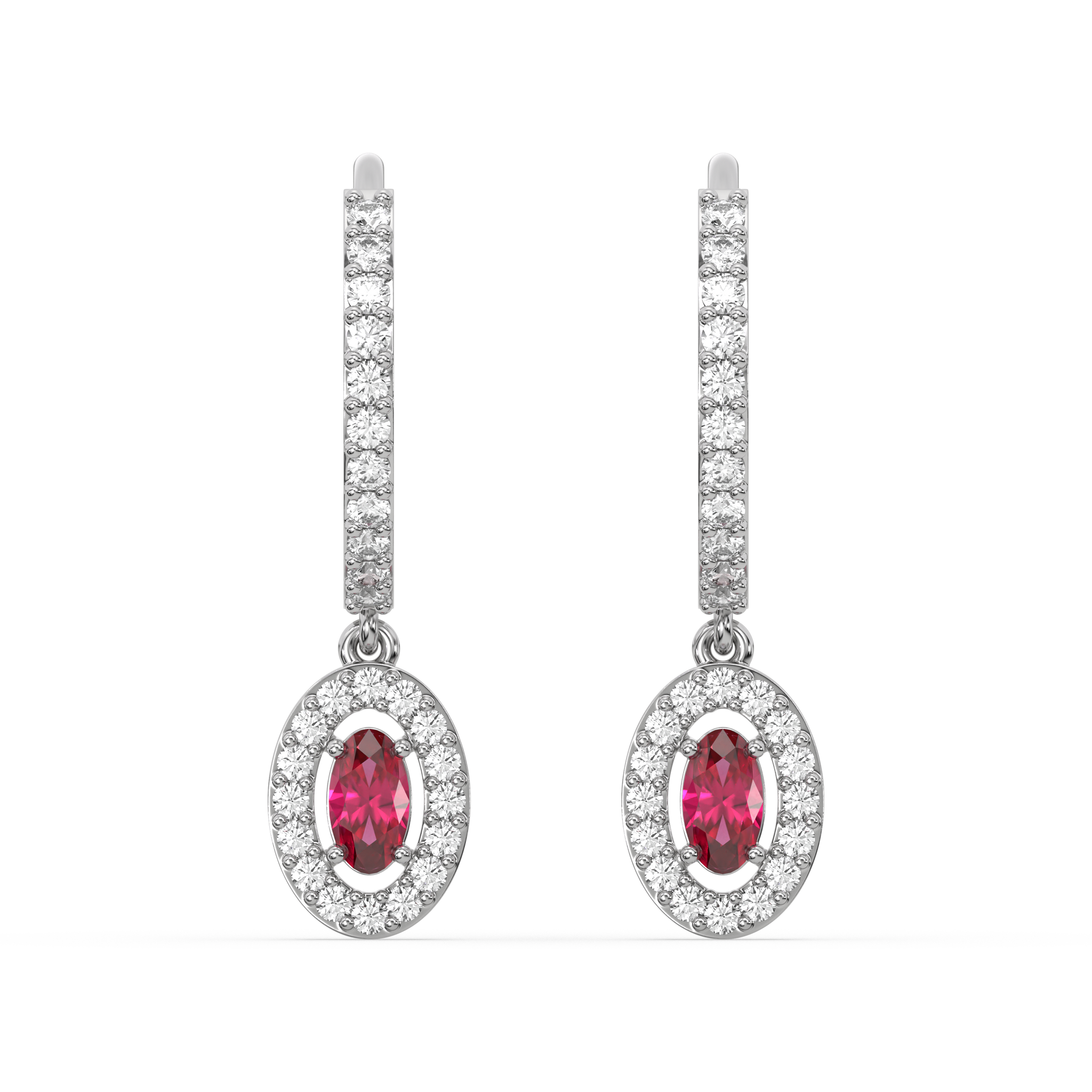 Sphere Ruby Charm Hoop Earrings