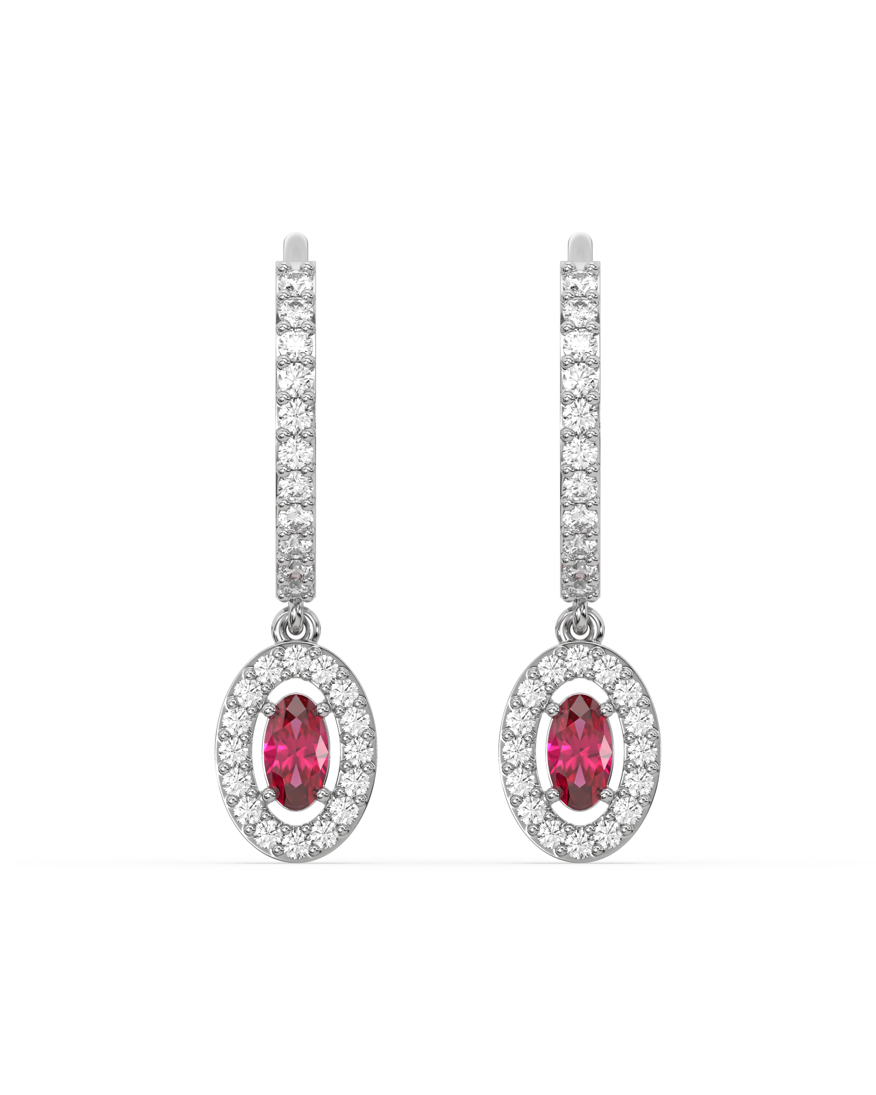 Sphere Ruby Charm Hoop Earrings