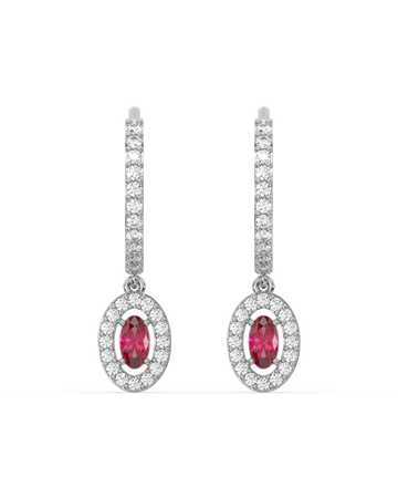 Sphere Ruby Charm Hoop Earrings