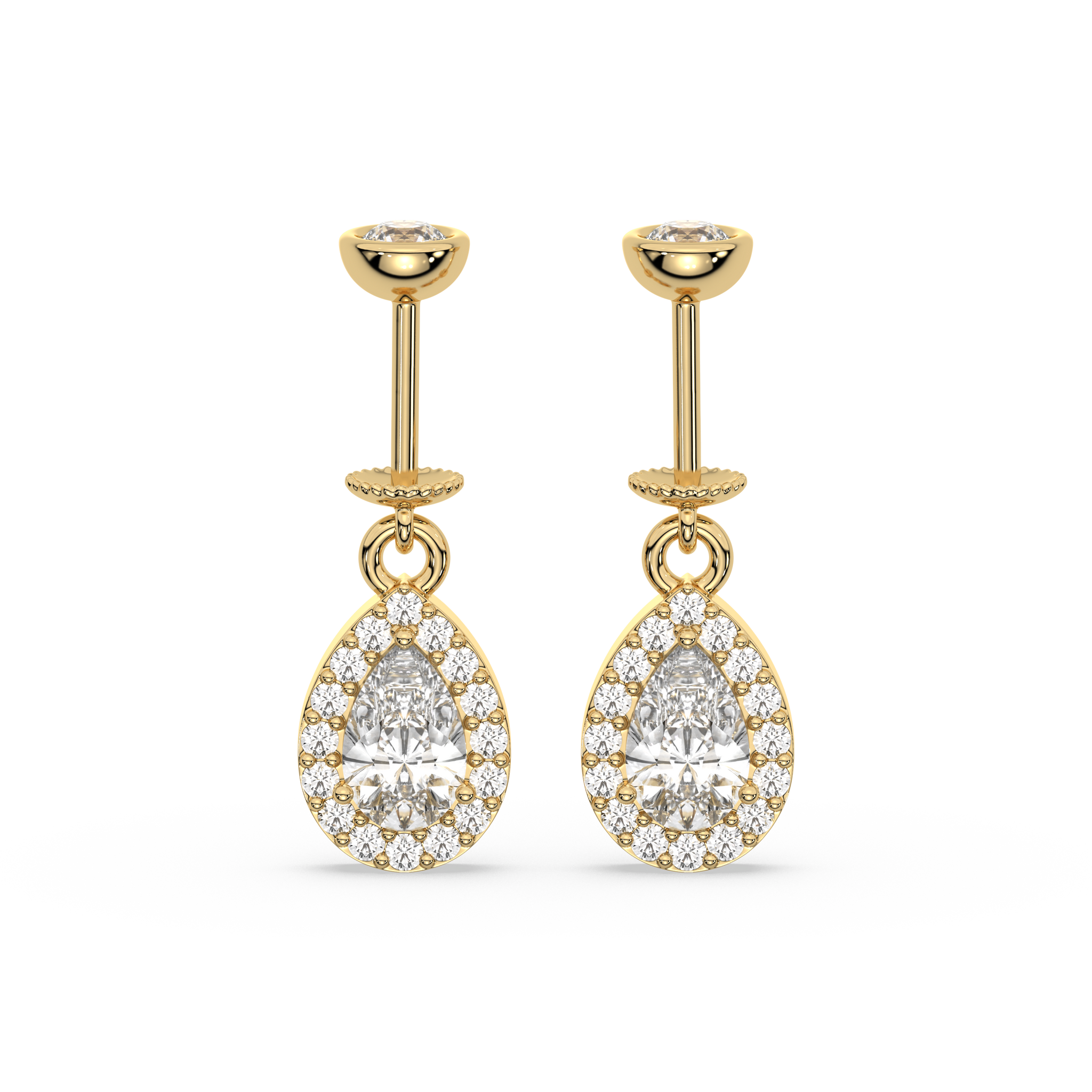 Solitaire Drop Helix Hanging Earrings