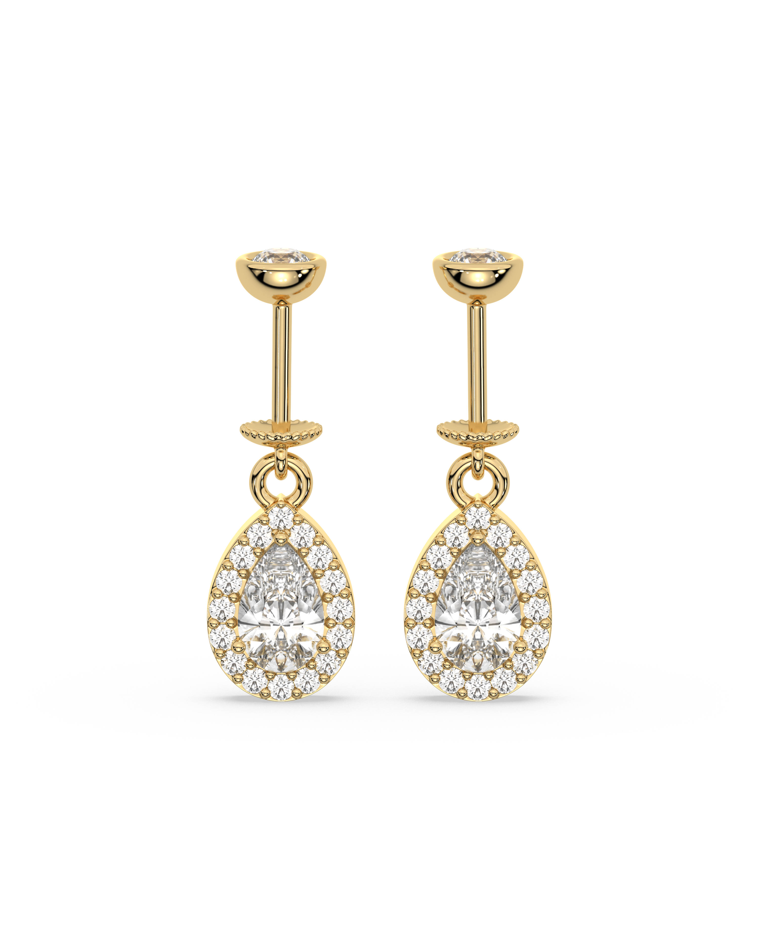 Solitaire Drop Helix Hanging Earrings