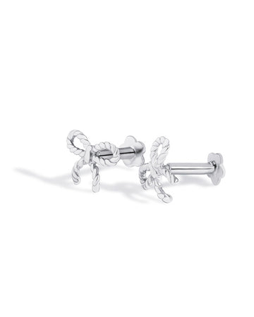Twisted Bow Knot Flat Back Stud Earrings