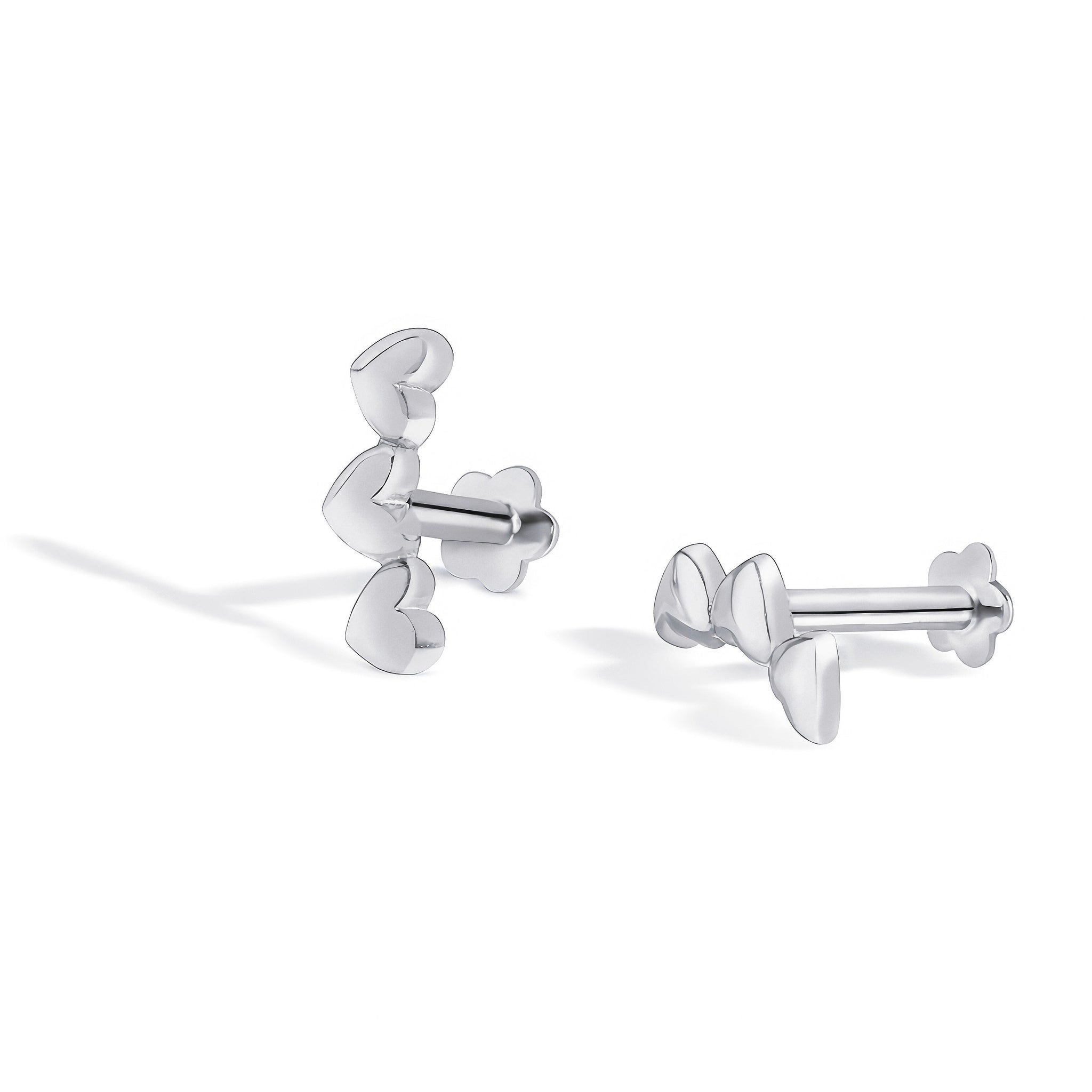 Heartline Stack Flat Back Stud Earrings