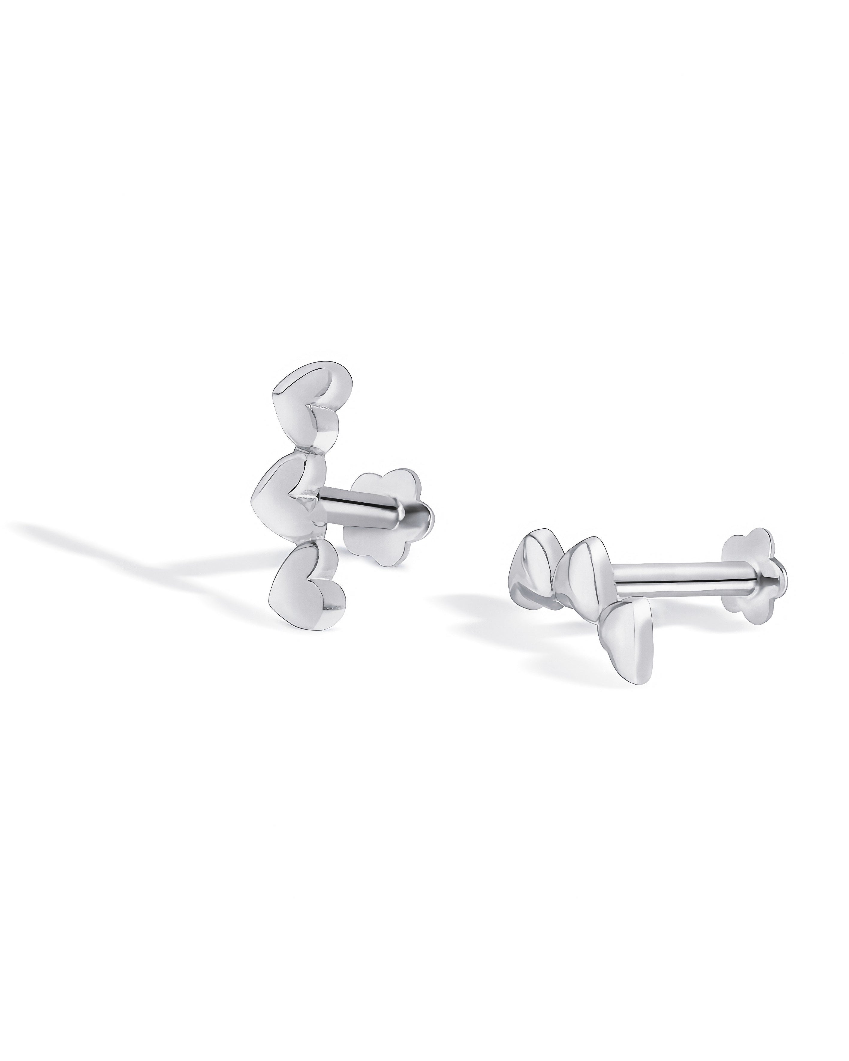 Heartline Stack Flat Back Stud Earrings