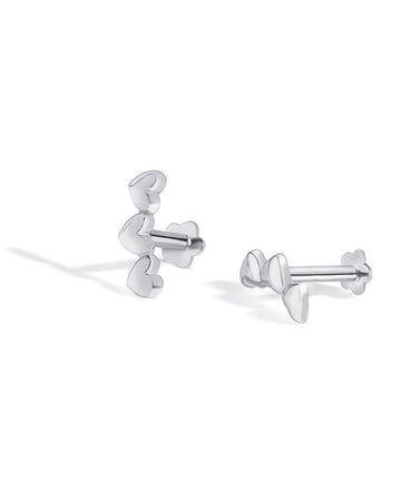 Heartline Stack Flat Back Stud Earrings