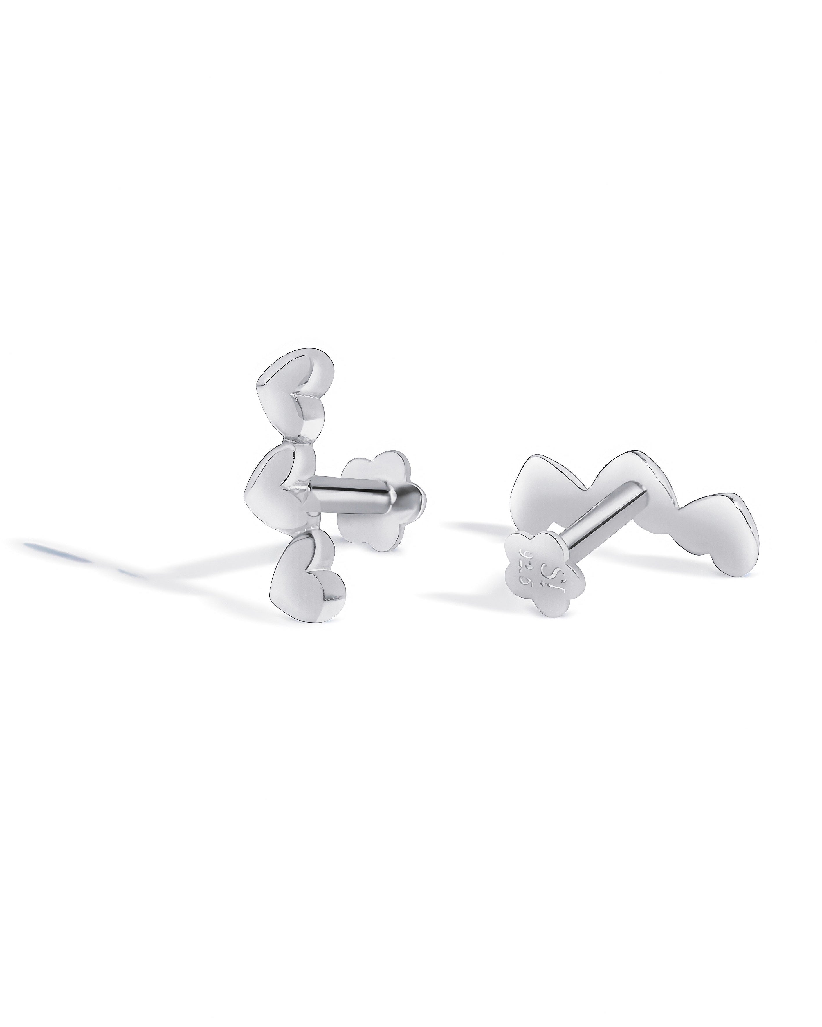 Heartline Stack Flat Back Stud Earrings