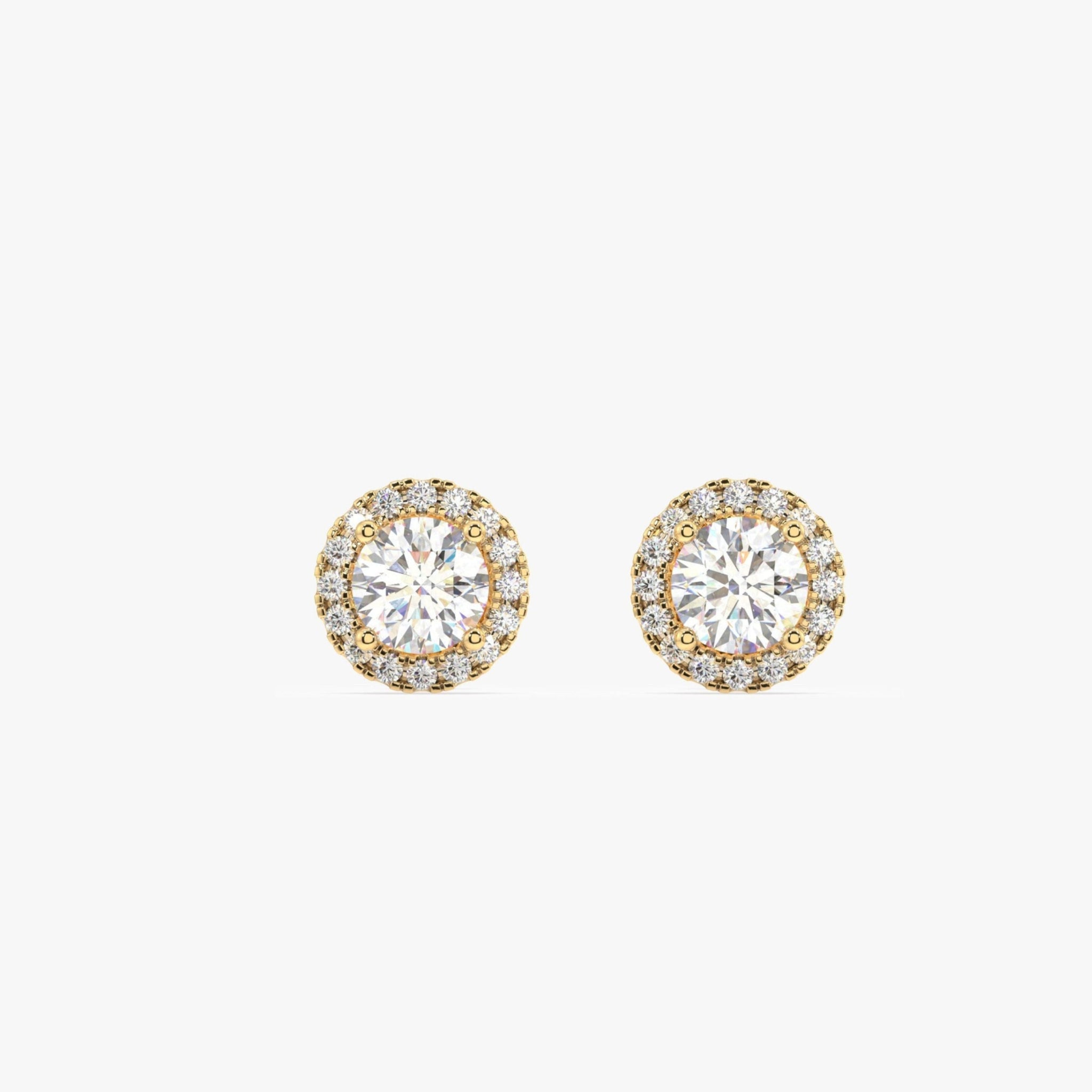 Round Solitaire With Cubic Zirconia Lining Minimal Stud Earrings